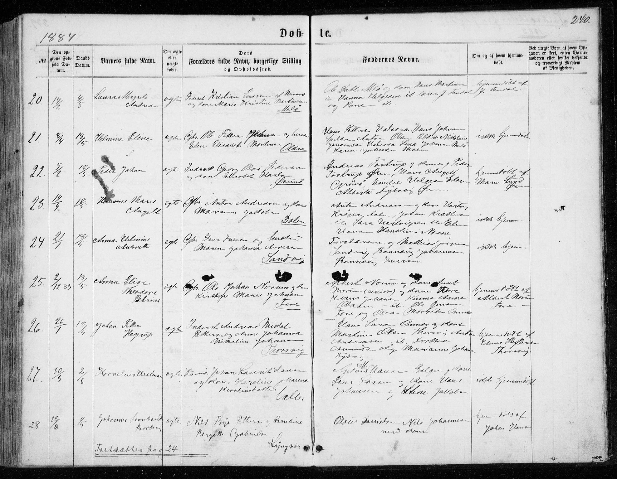 Ministerialprotokoller, klokkerbøker og fødselsregistre - Nordland, AV/SAT-A-1459/843/L0634: Parish register (copy) no. 843C03, 1860-1884, p. 240