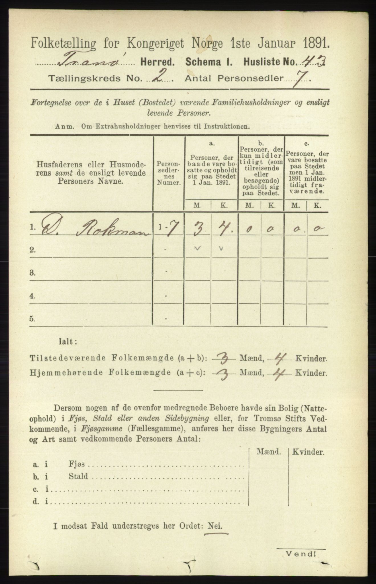 RA, 1891 census for 1927 Tranøy, 1891, p. 476