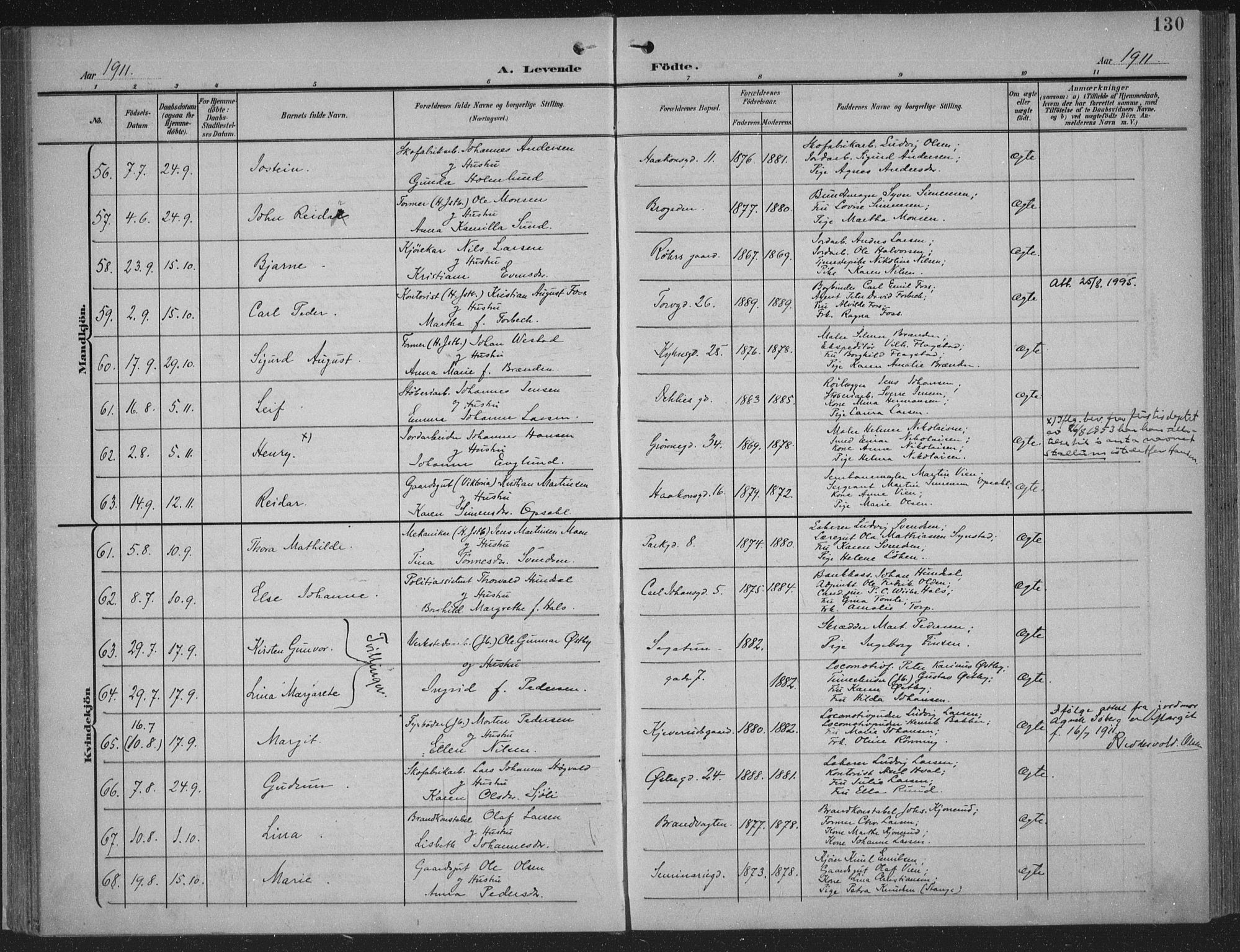 Hamar prestekontor, AV/SAH-DOMPH-002/H/Ha/Haa/L0001: Parish register (official) no. 1, 1900-1914, p. 130