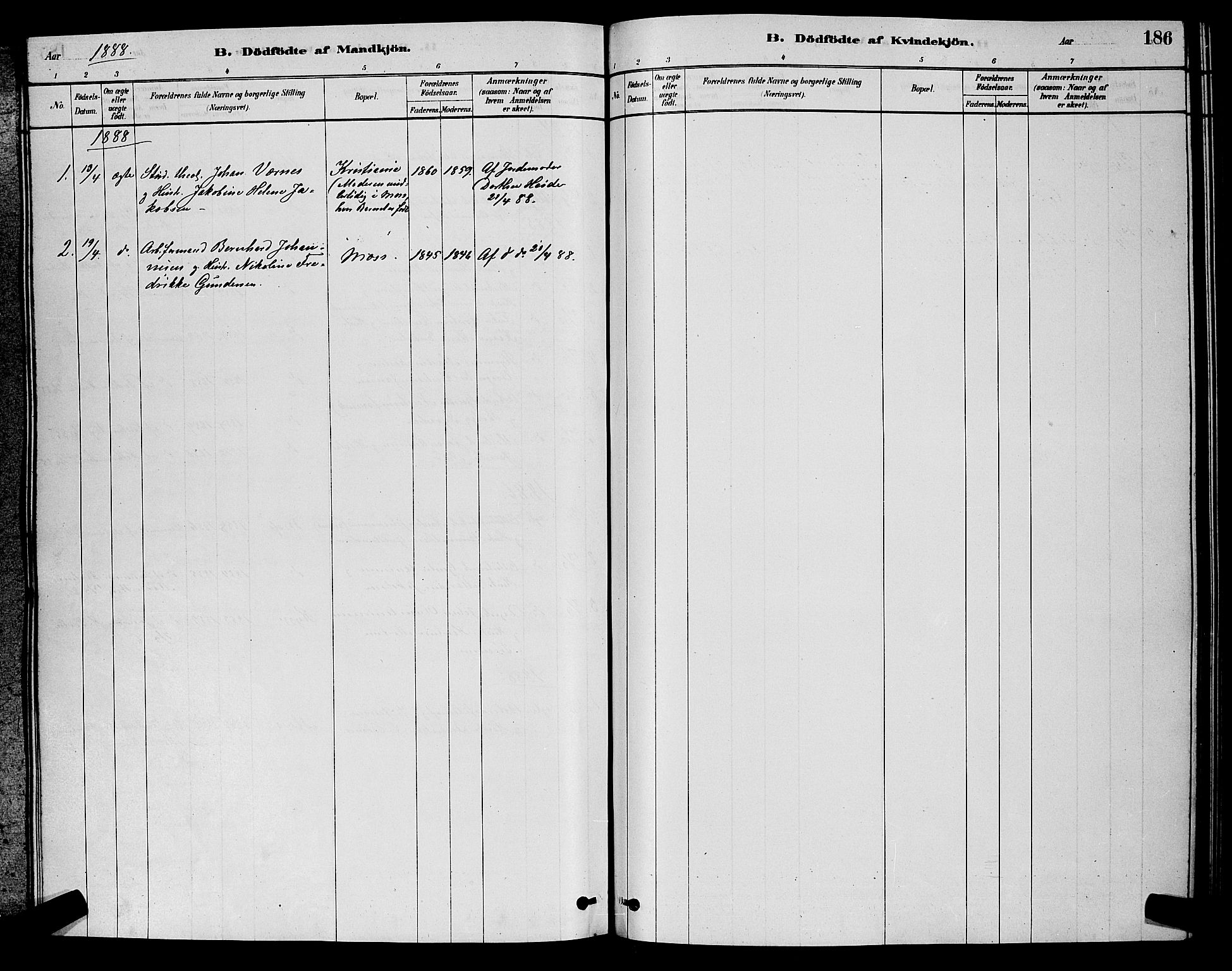 Moss prestekontor Kirkebøker, SAO/A-2003/G/Ga/L0005: Parish register (copy) no. I 5, 1878-1888, p. 186