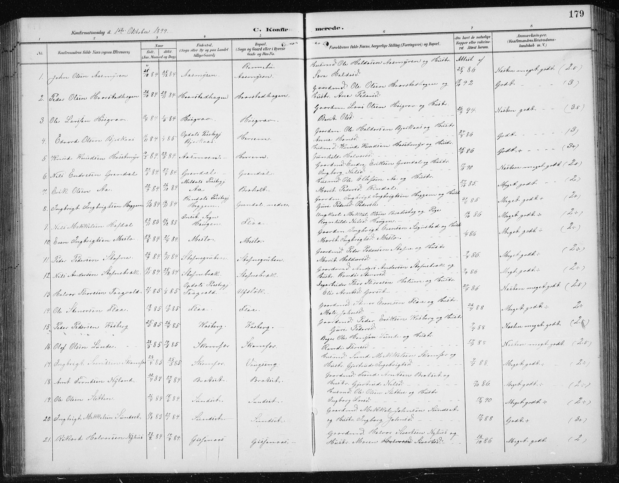 Ministerialprotokoller, klokkerbøker og fødselsregistre - Sør-Trøndelag, SAT/A-1456/674/L0876: Parish register (copy) no. 674C03, 1892-1912, p. 179