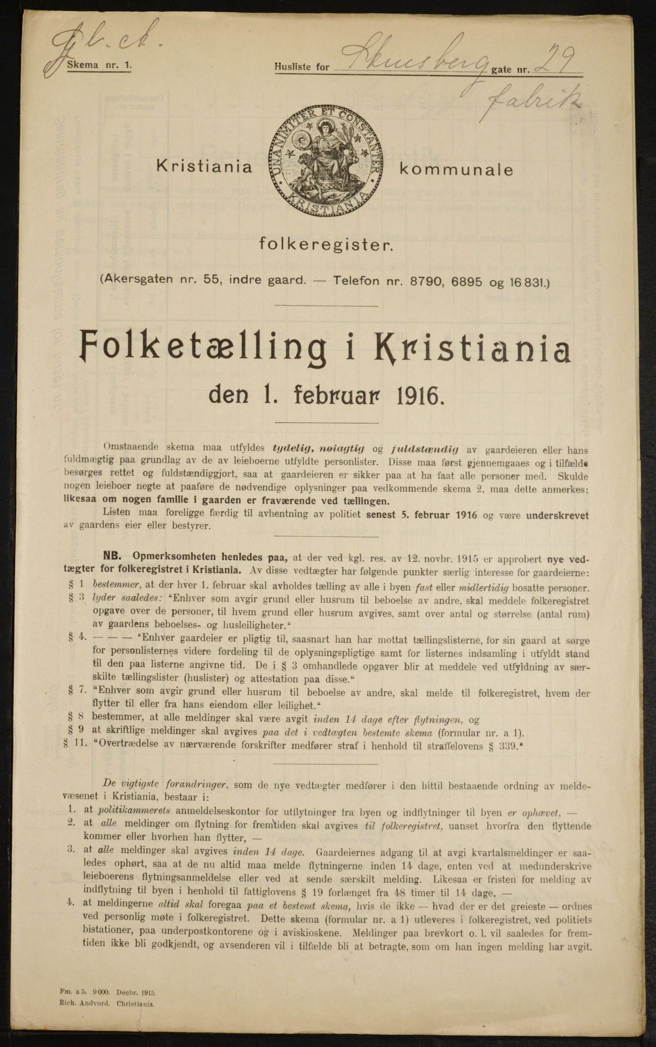 OBA, Municipal Census 1916 for Kristiania, 1916, p. 104435