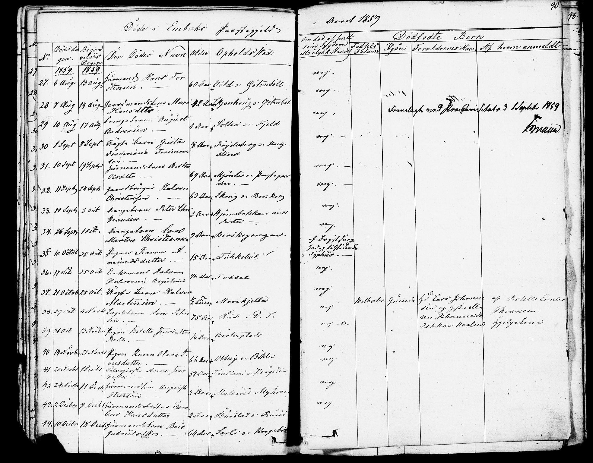 Enebakk prestekontor Kirkebøker, SAO/A-10171c/F/Fa/L0013: Parish register (official) no. I 13, 1832-1882, p. 90