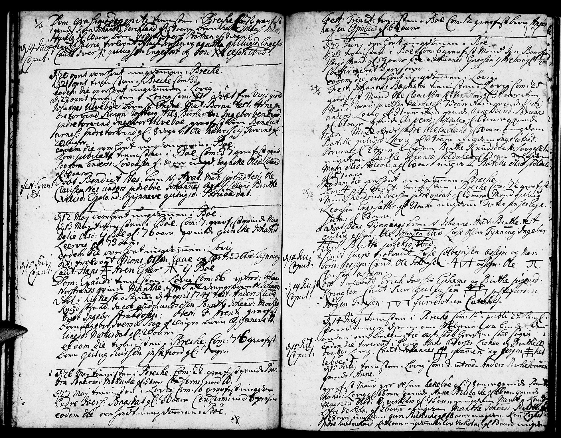 Gulen sokneprestembete, SAB/A-80201/H/Haa/Haaa/L0010: Parish register (official) no. A 10, 1736-1746, p. 22