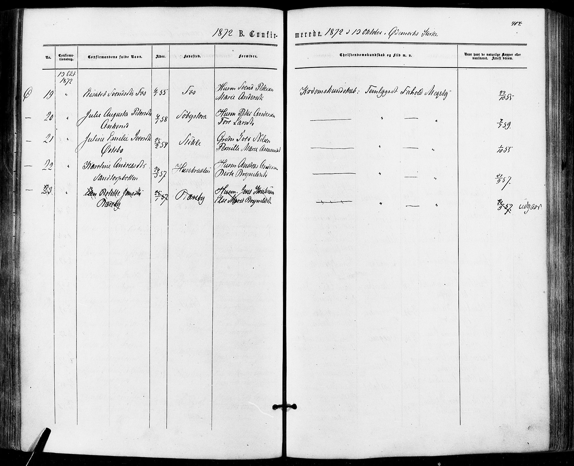 Aremark prestekontor Kirkebøker, AV/SAO-A-10899/F/Fc/L0004: Parish register (official) no. III 4, 1866-1877, p. 403-404