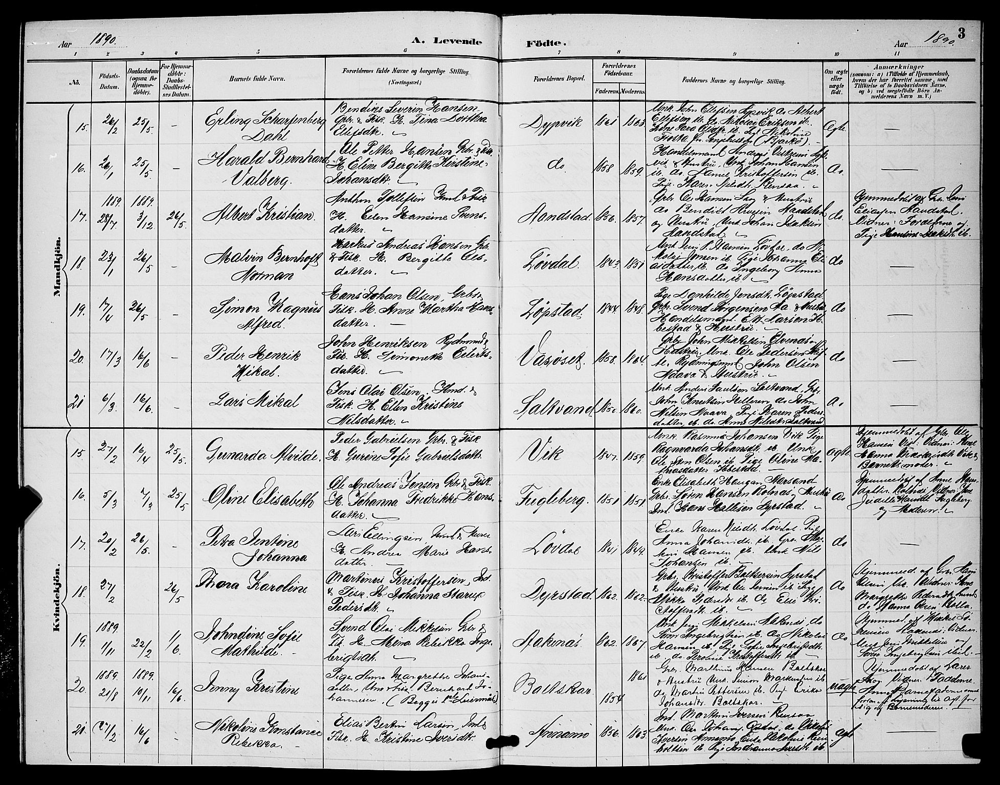 Ibestad sokneprestembete, AV/SATØ-S-0077/H/Ha/Hab/L0008klokker: Parish register (copy) no. 8, 1890-1903, p. 3