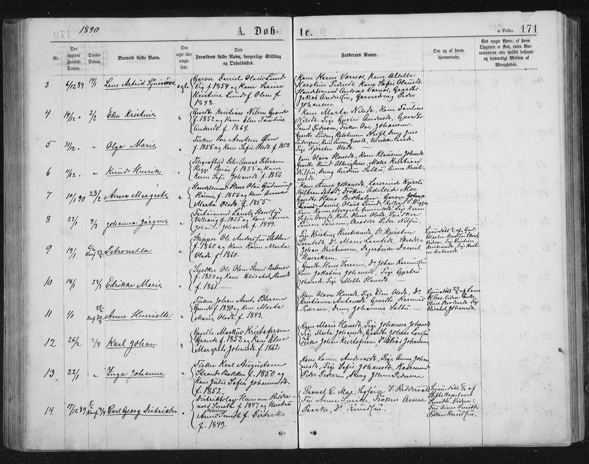 Ministerialprotokoller, klokkerbøker og fødselsregistre - Sør-Trøndelag, SAT/A-1456/659/L0745: Parish register (copy) no. 659C02, 1869-1892, p. 171