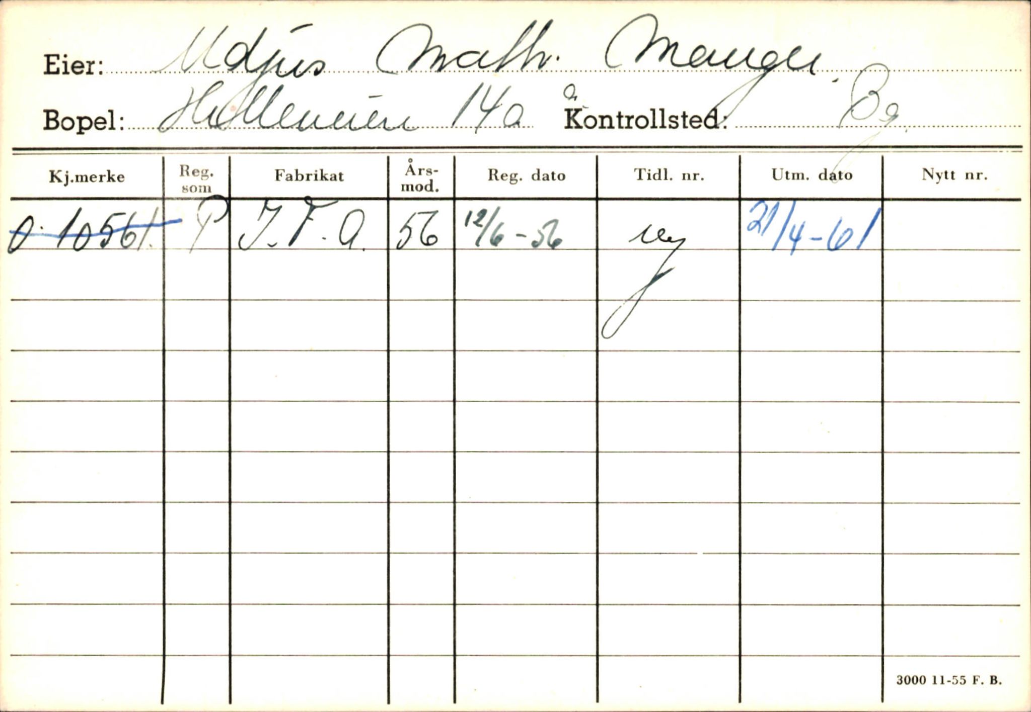 Statens vegvesen, Hordaland vegkontor, AV/SAB-A-5201/2/Hb/L0036: O-eierkort U-V, 1920-1971, p. 4