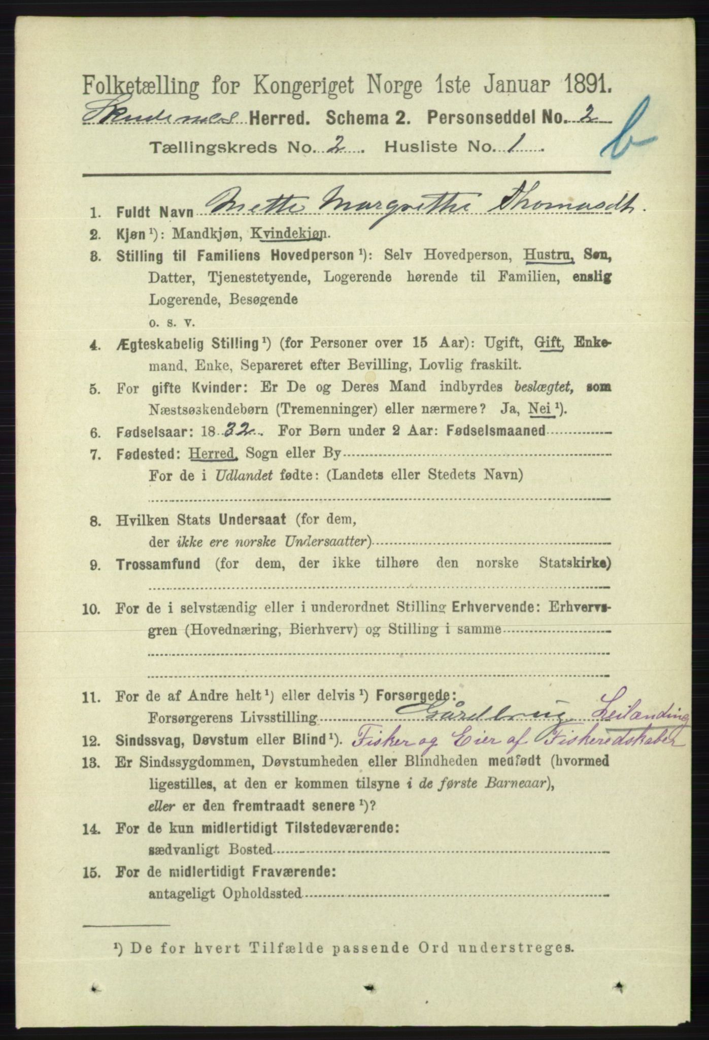 RA, 1891 census for 1150 Skudenes, 1891, p. 3710