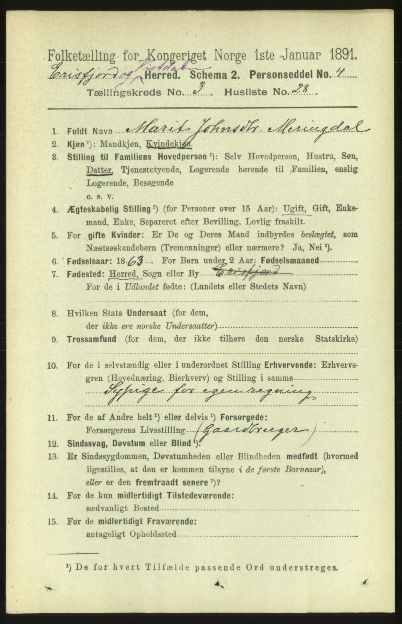 RA, 1891 census for 1542 Eresfjord og Vistdal, 1891, p. 770