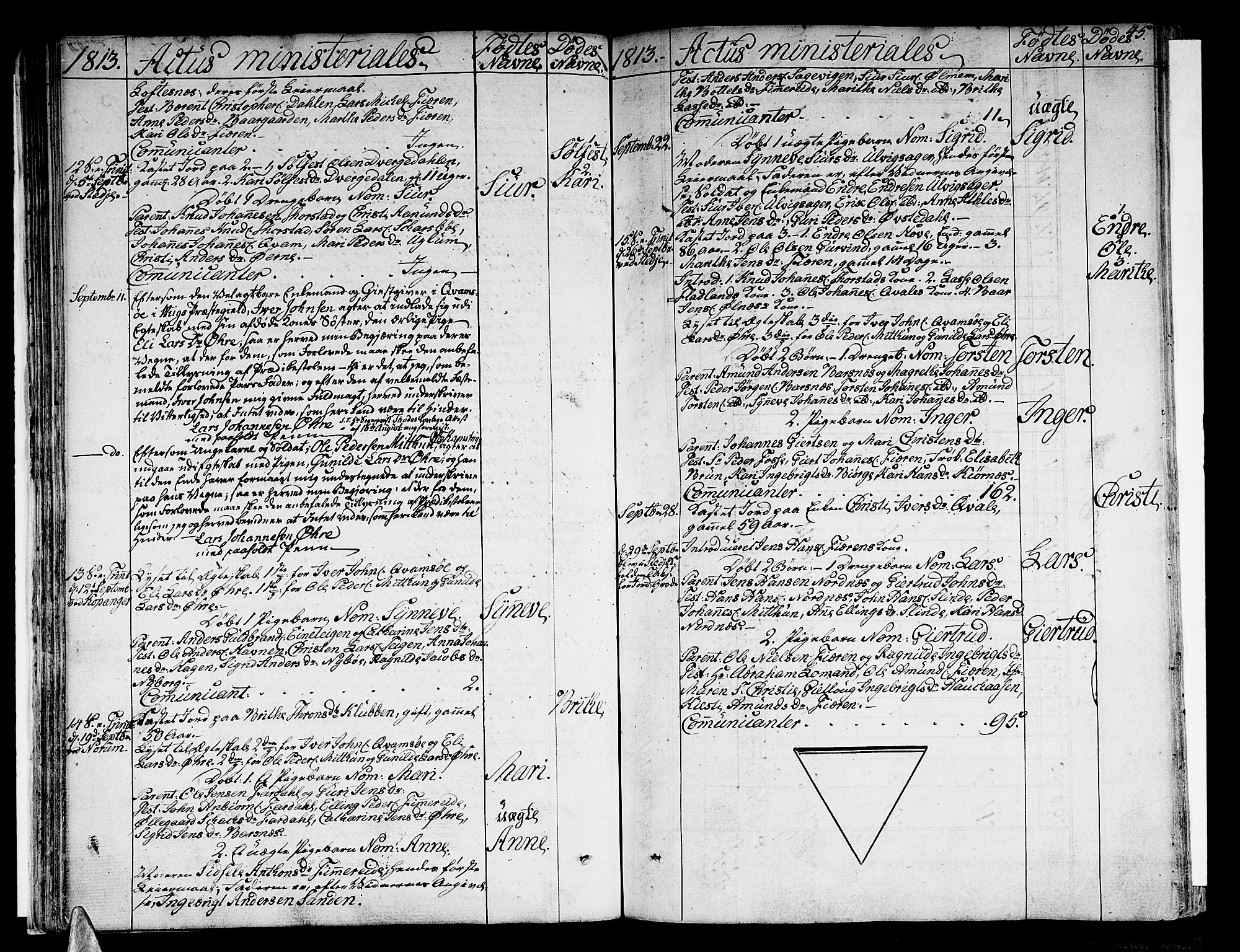 Sogndal sokneprestembete, SAB/A-81301/H/Haa/Haaa/L0009: Parish register (official) no. A 9, 1809-1821, p. 45