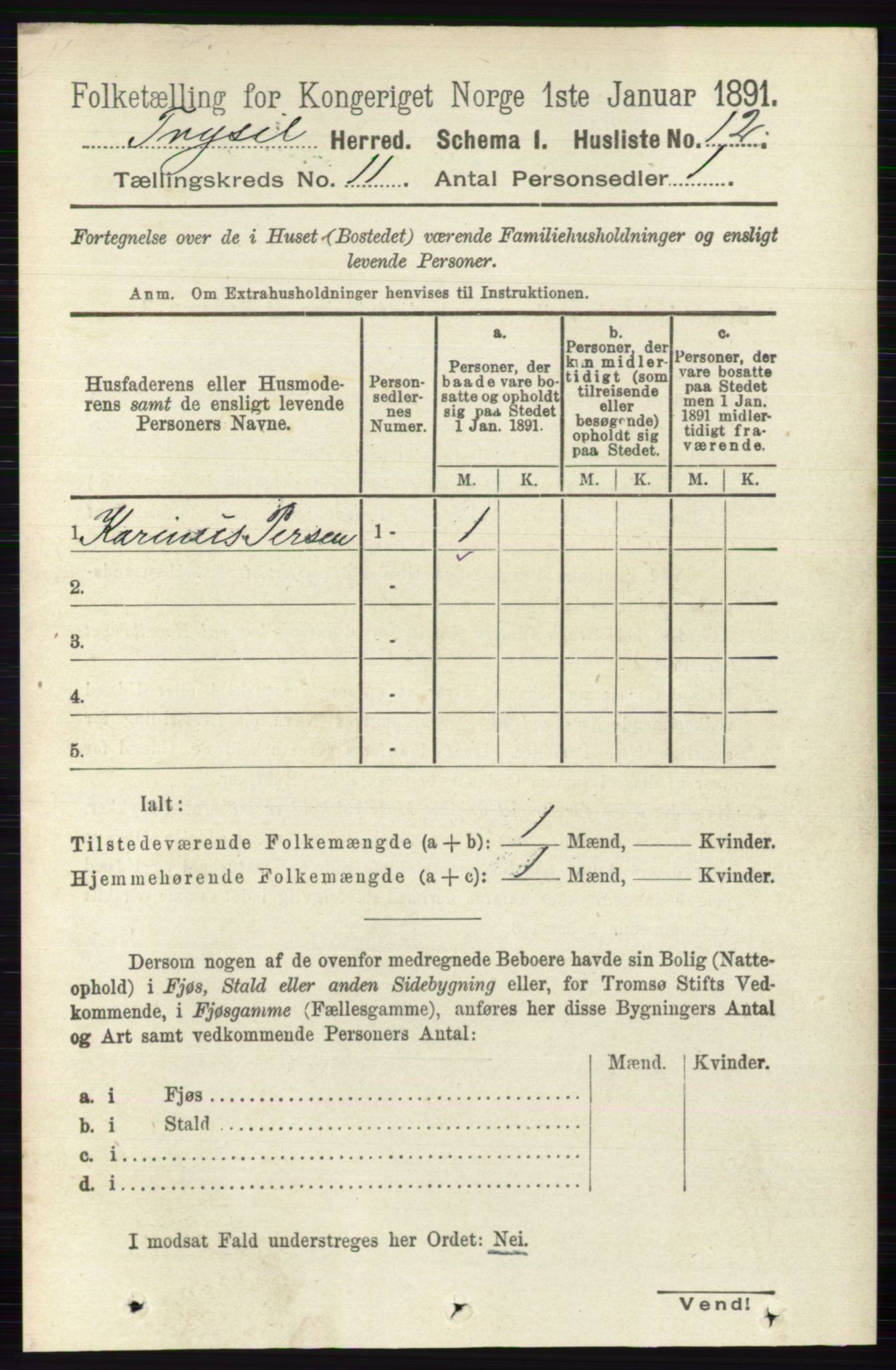 RA, 1891 census for 0428 Trysil, 1891, p. 5459