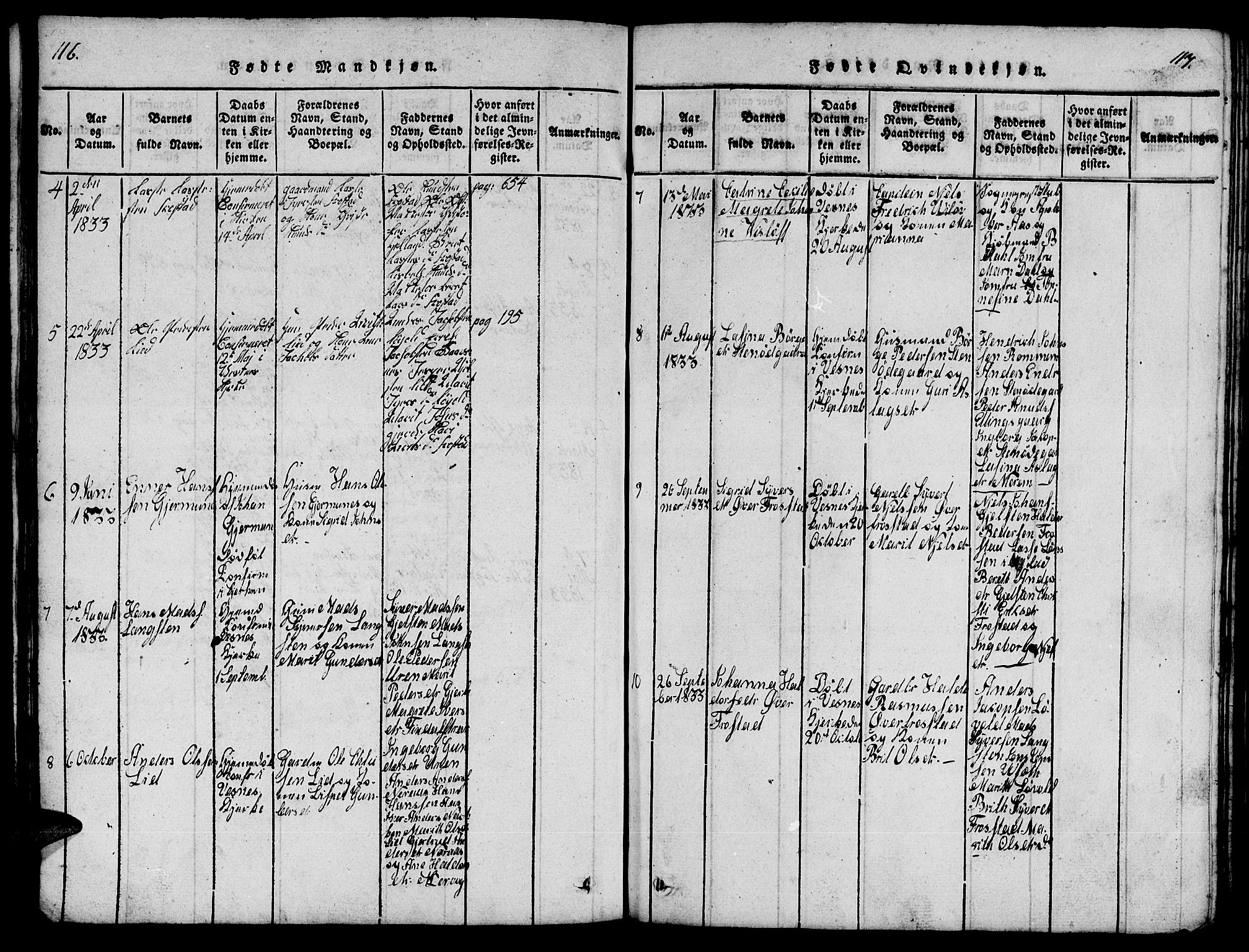 Ministerialprotokoller, klokkerbøker og fødselsregistre - Møre og Romsdal, AV/SAT-A-1454/539/L0535: Parish register (copy) no. 539C01, 1818-1842, p. 116-117