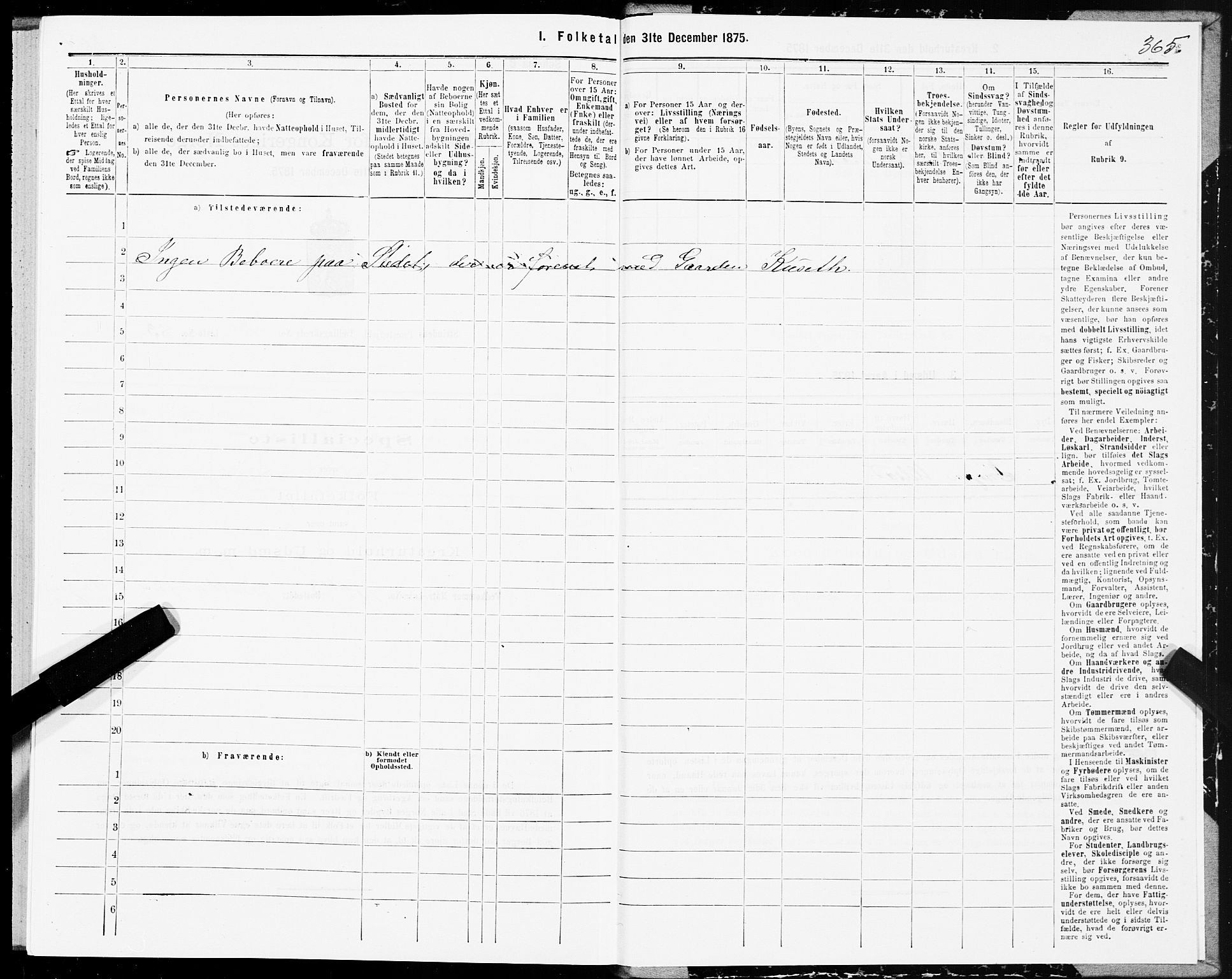 SAT, 1875 census for 1660P Strinda, 1875, p. 2365