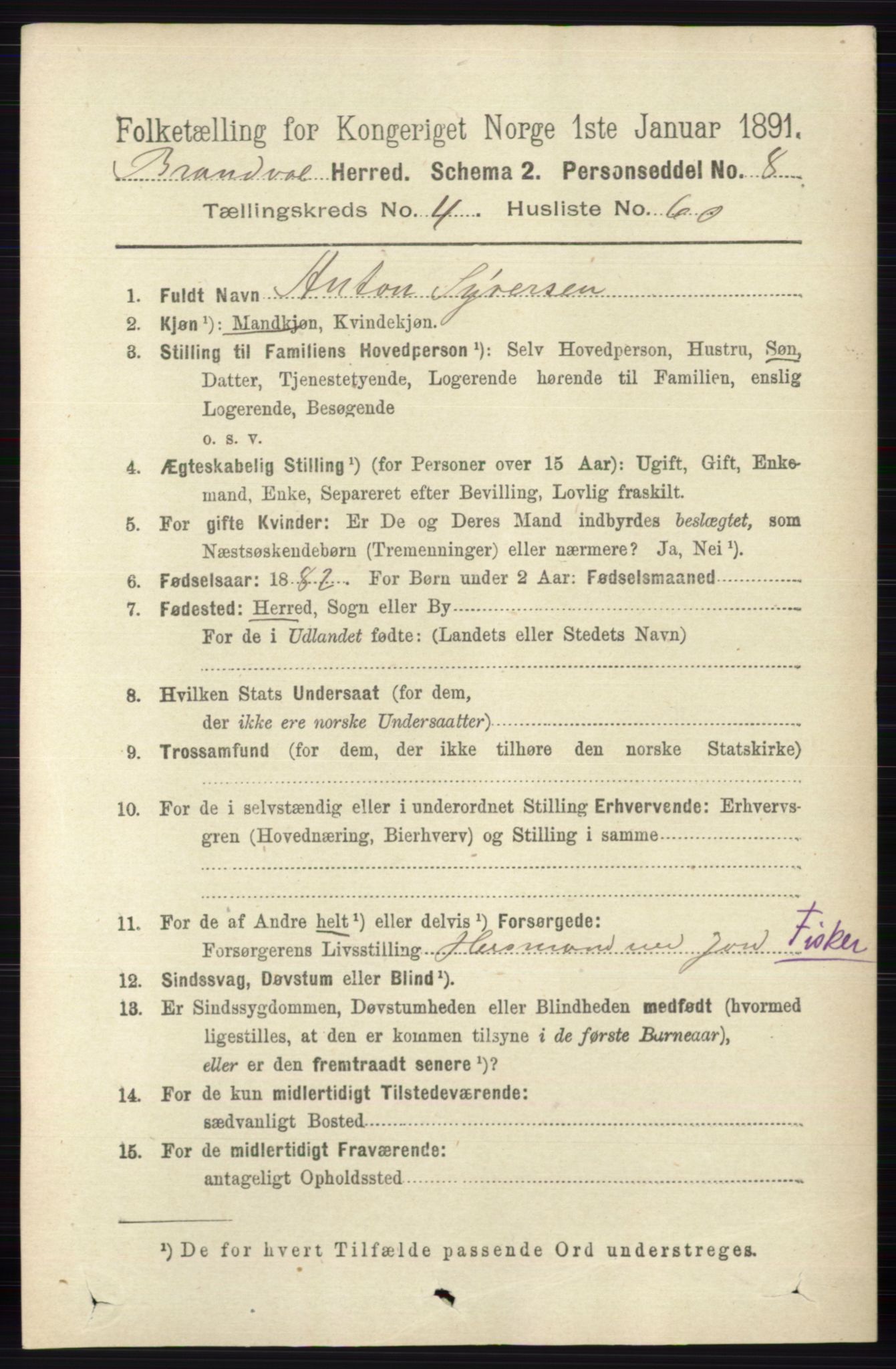 RA, 1891 census for 0422 Brandval, 1891, p. 2104