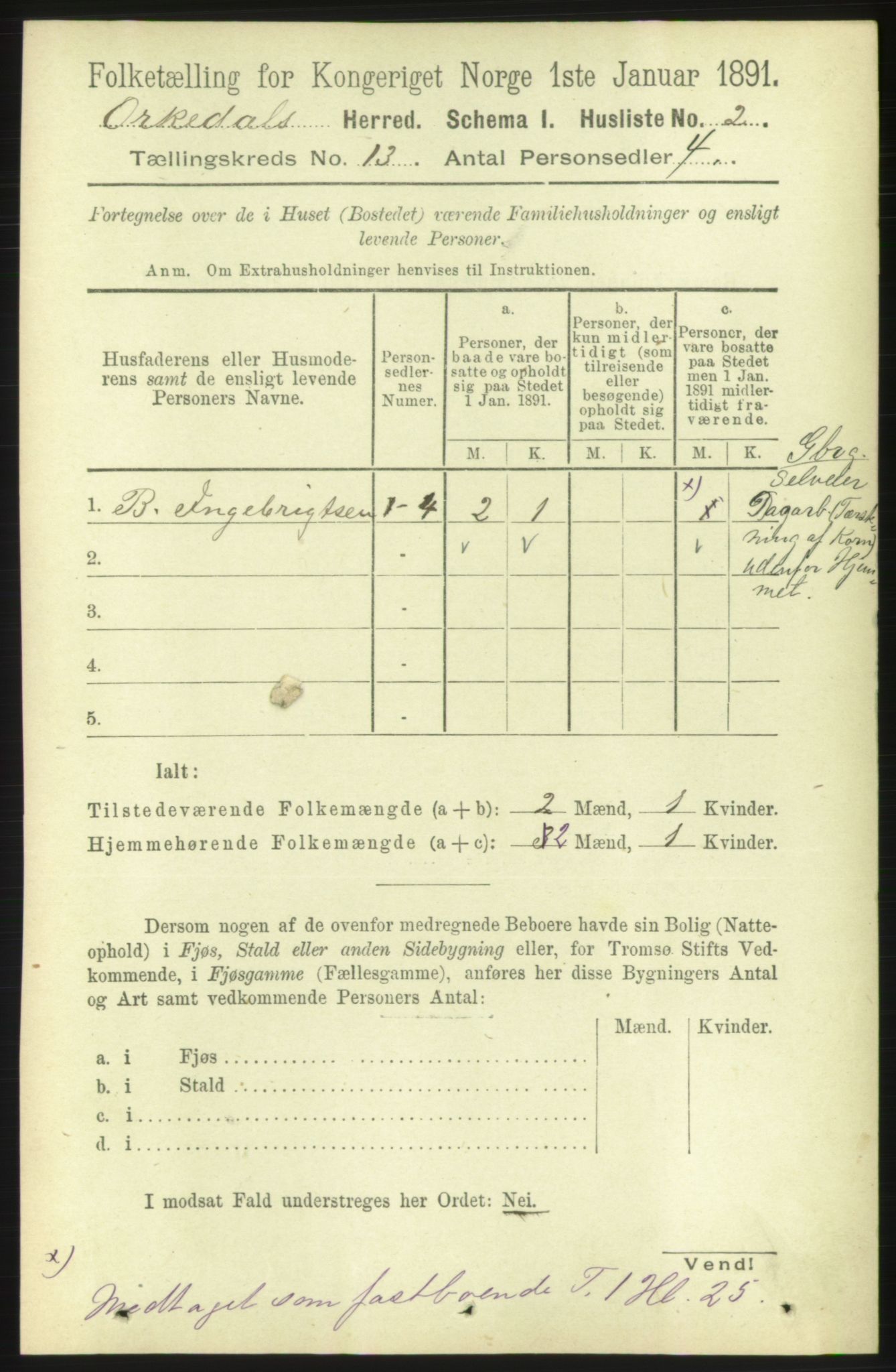 RA, 1891 census for 1638 Orkdal, 1891, p. 5934