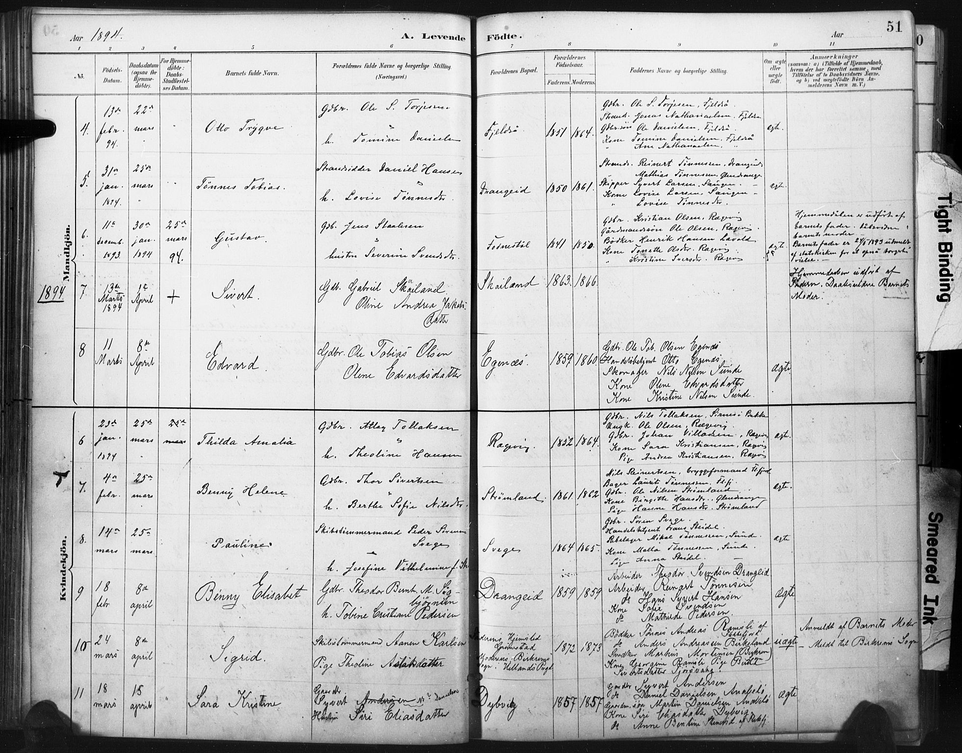 Flekkefjord sokneprestkontor, AV/SAK-1111-0012/F/Fa/Fac/L0008: Parish register (official) no. A 8, 1885-1898, p. 51