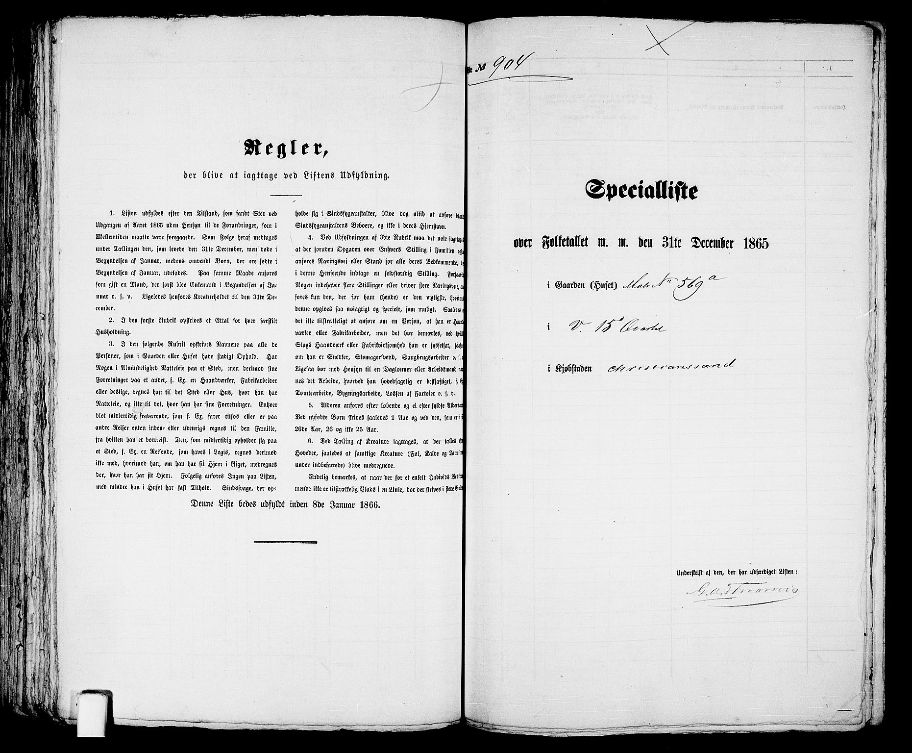 RA, 1865 census for Kristiansand, 1865, p. 1847