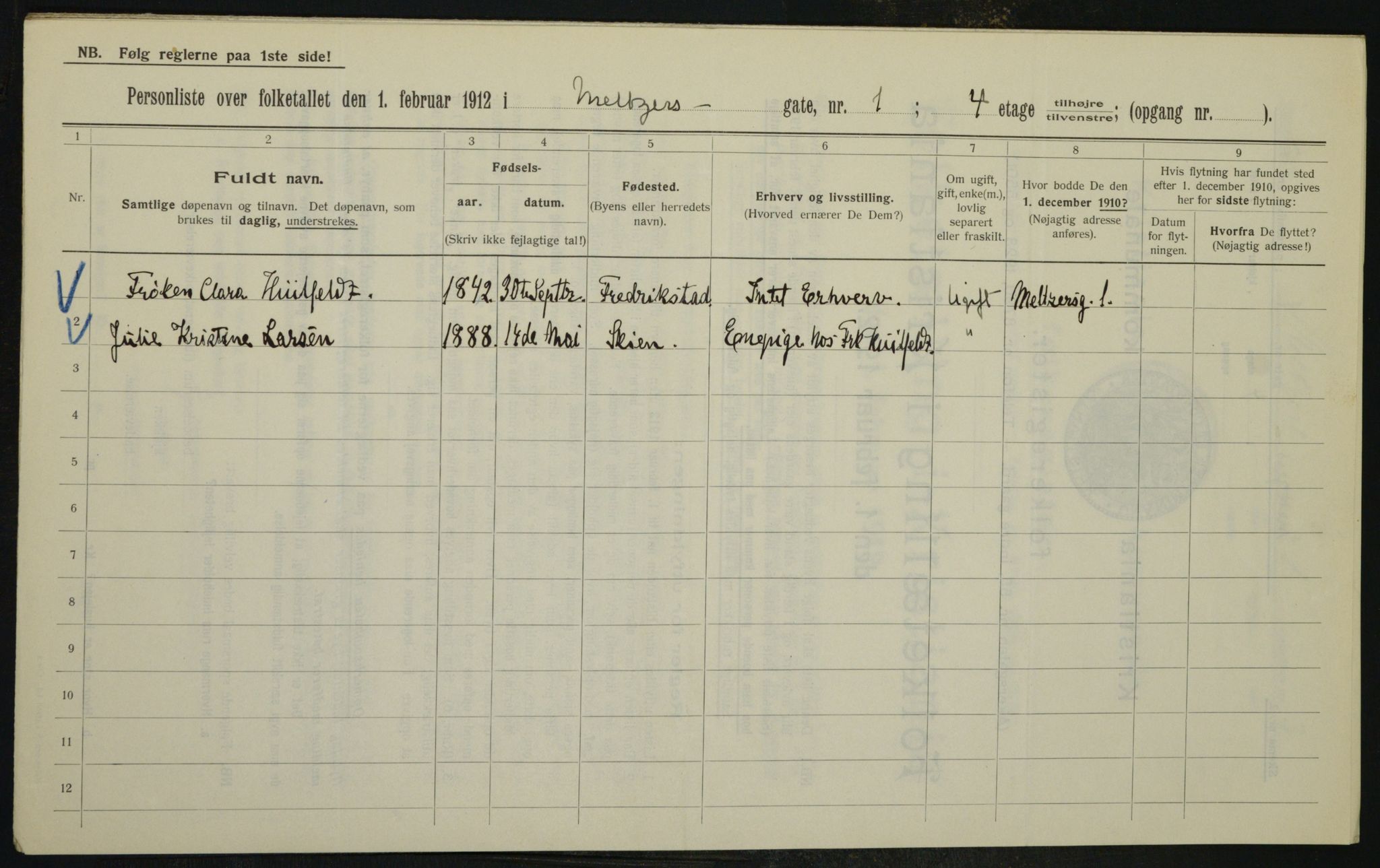 OBA, Municipal Census 1912 for Kristiania, 1912, p. 65656