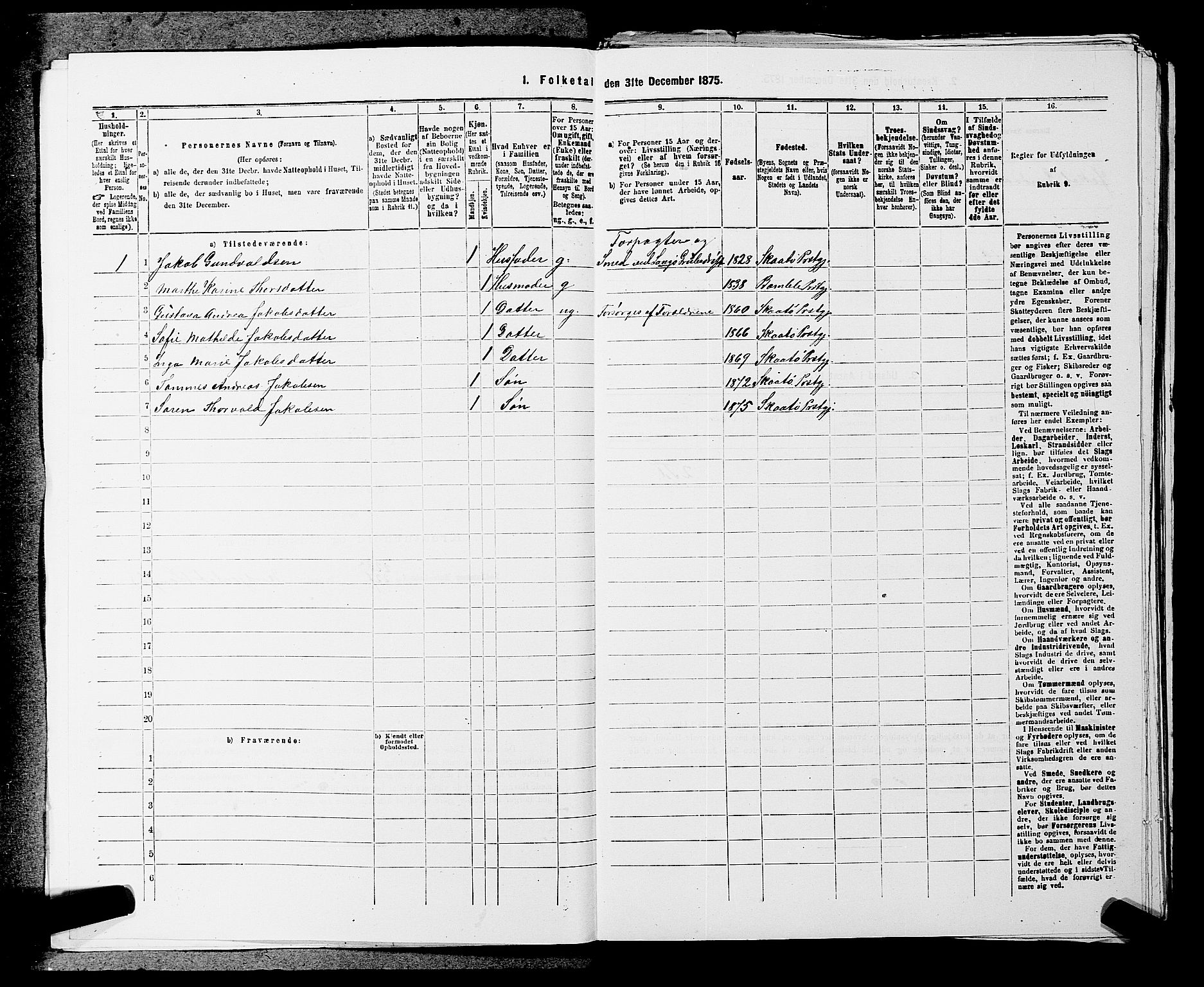 SAKO, 1875 census for 0816P Sannidal, 1875, p. 1848