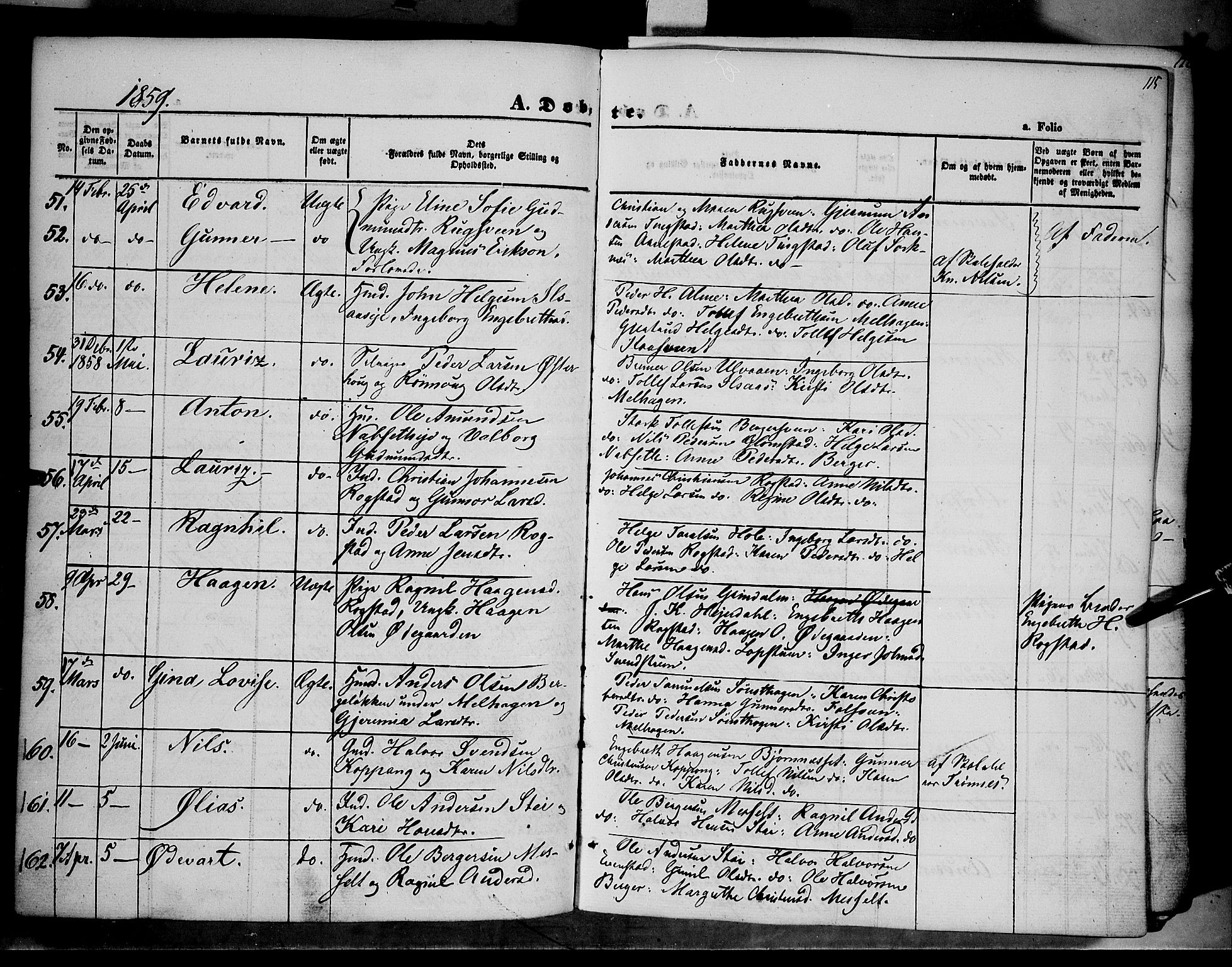 Åmot prestekontor, Hedmark, SAH/PREST-056/H/Ha/Haa/L0006: Parish register (official) no. 6, 1842-1861, p. 115