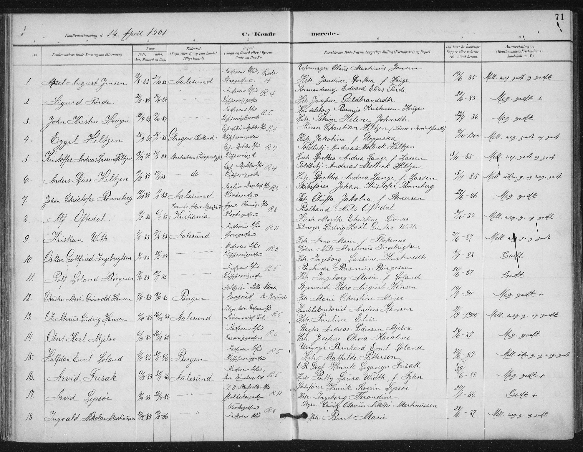 Ministerialprotokoller, klokkerbøker og fødselsregistre - Møre og Romsdal, AV/SAT-A-1454/529/L0457: Parish register (official) no. 529A07, 1894-1903, p. 71