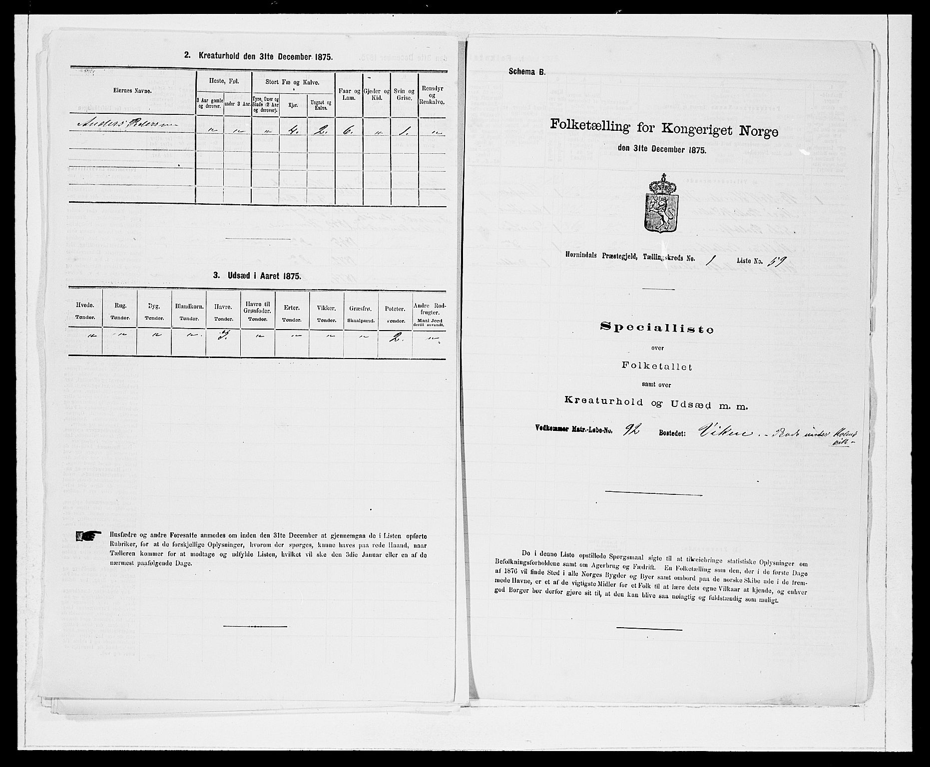 SAB, 1875 Census for 1444P Hornindal, 1875, p. 131