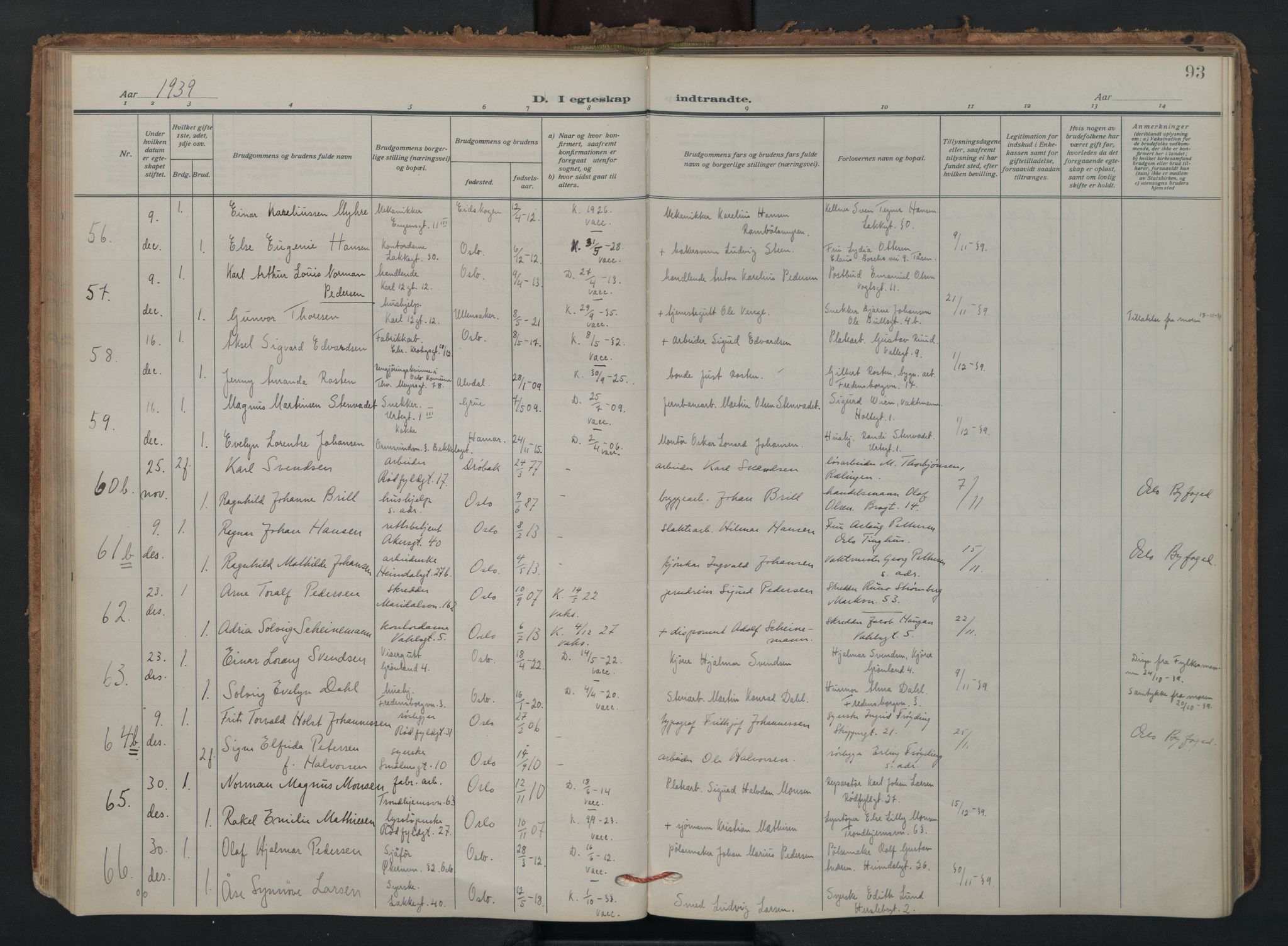 Vaterland prestekontor Kirkebøker, AV/SAO-A-10880/F/Fa/L0003: Parish register (official) no. 3, 1922-1944, p. 93