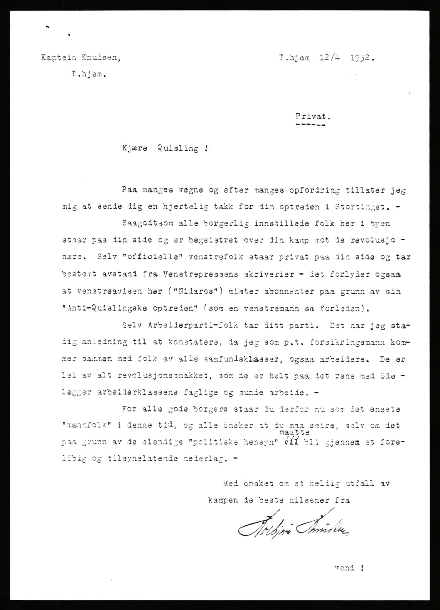 Quisling, Vidkun, AV/RA-PA-0750/G/Gf/L0001: Brev mv. til Vidkun Quisling, 1930-1938, p. 204