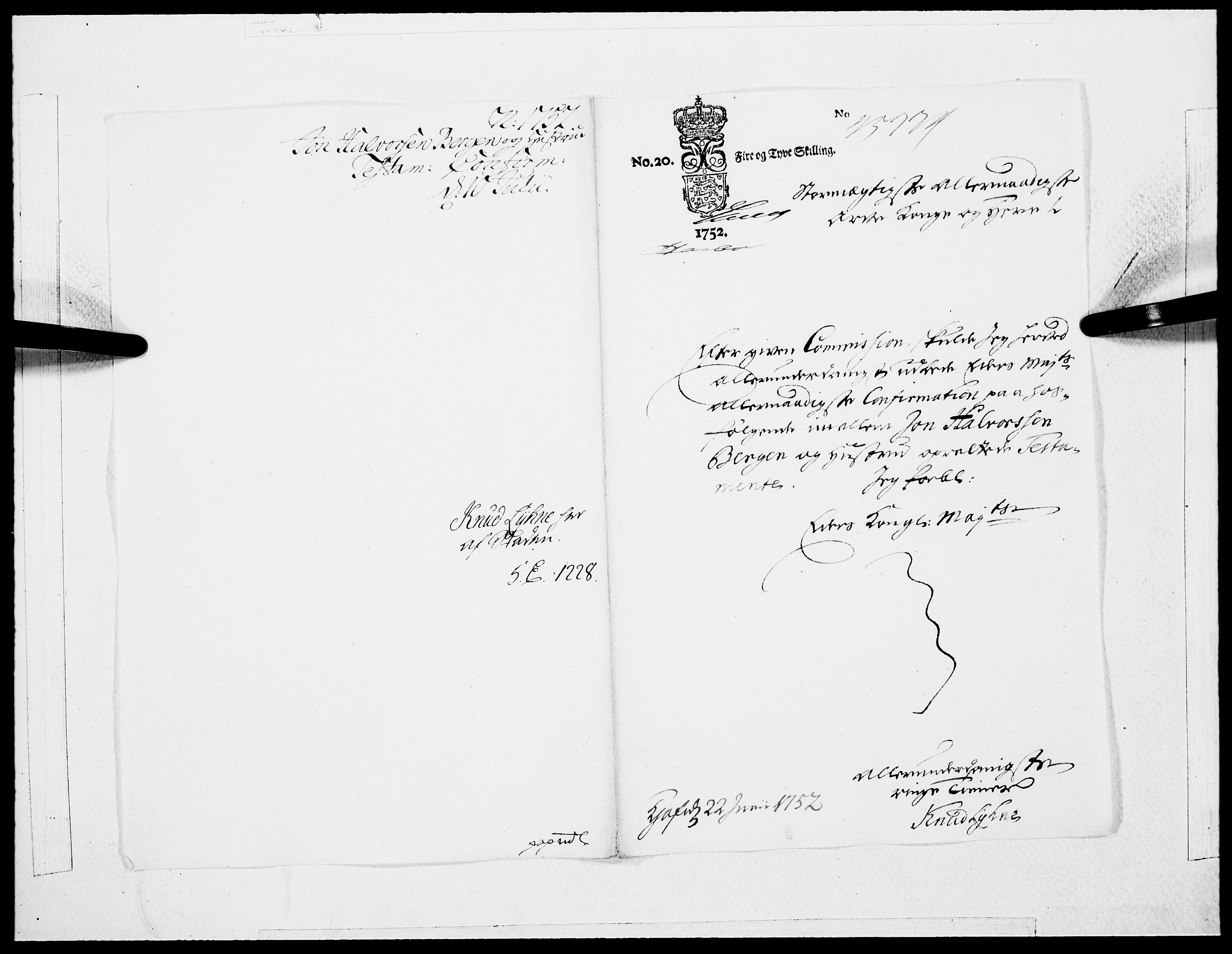 Danske Kanselli 1572-1799, AV/RA-EA-3023/F/Fc/Fcc/Fcca/L0162: Norske innlegg 1572-1799, 1752, p. 3