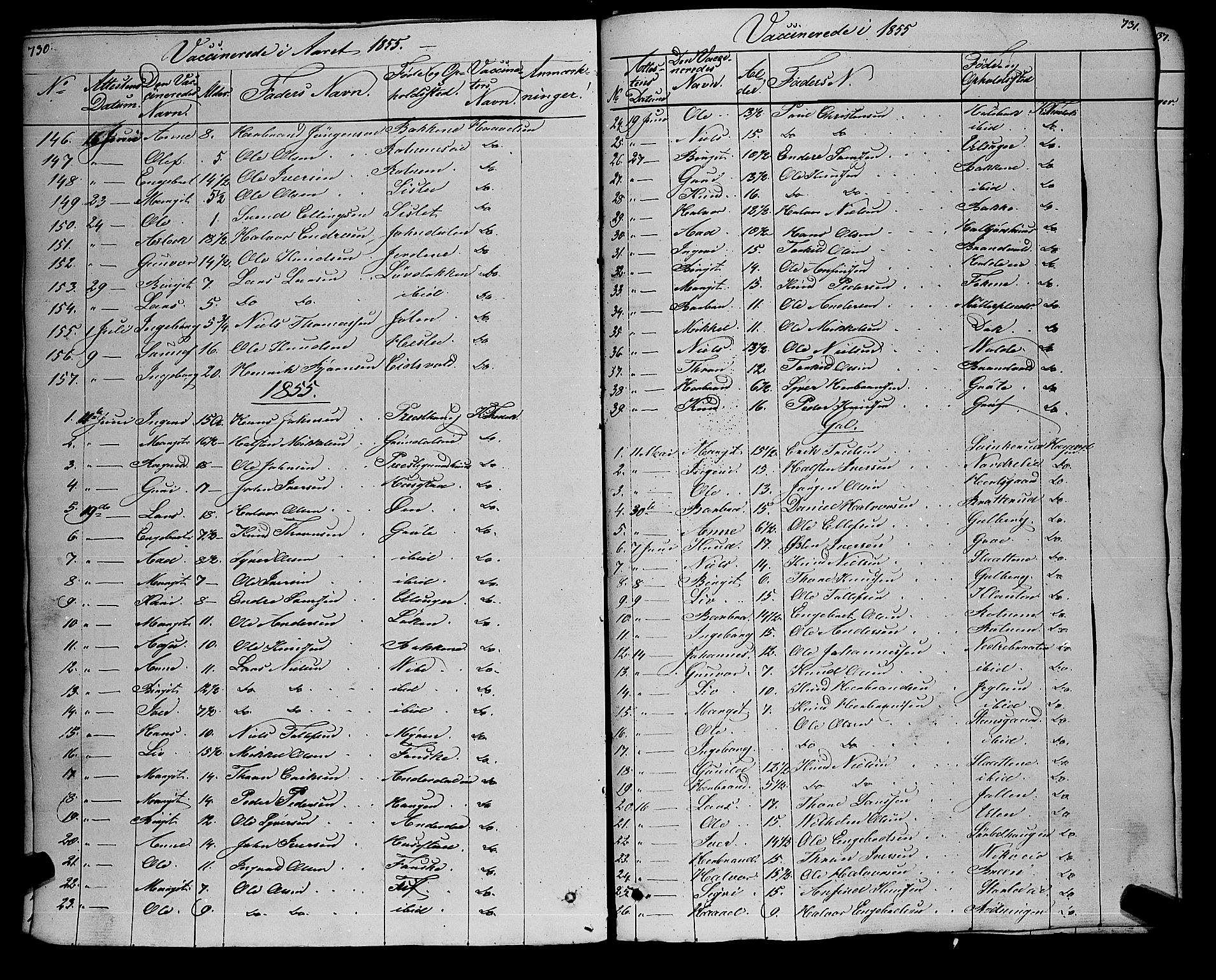 Gol kirkebøker, SAKO/A-226/F/Fa/L0002: Parish register (official) no. I 2, 1837-1863, p. 730-731
