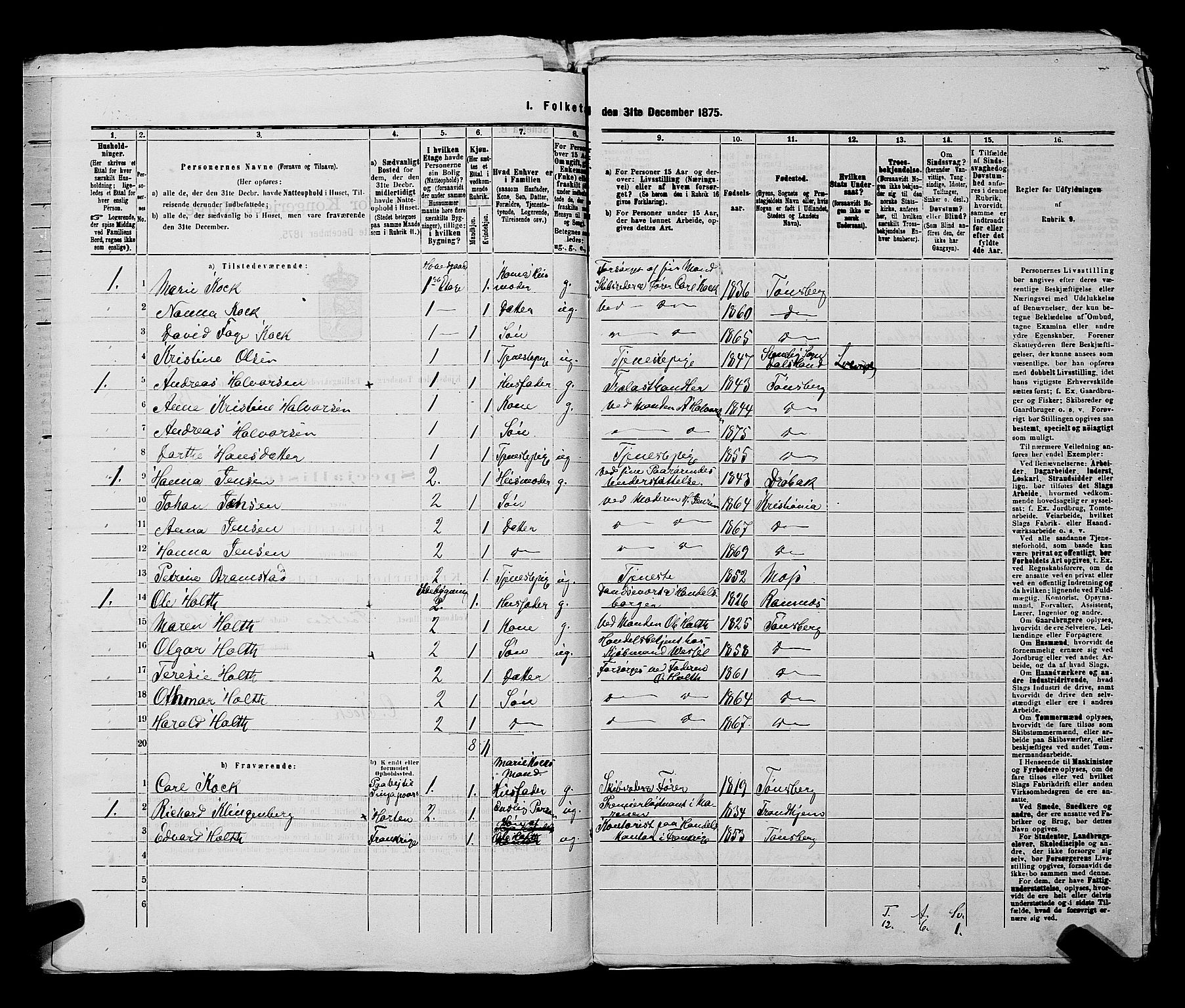 SAKO, 1875 census for 0705P Tønsberg, 1875, p. 374