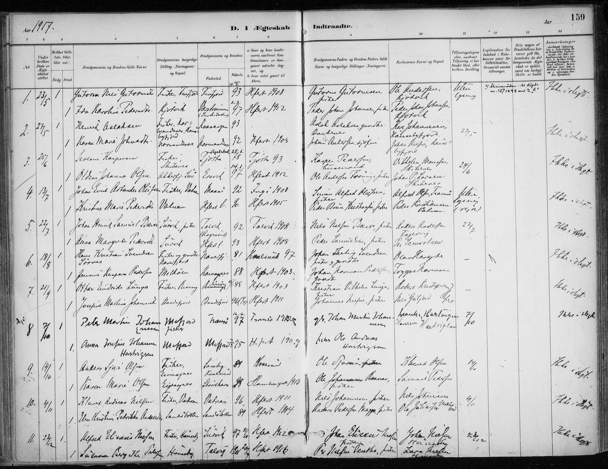 Hammerfest sokneprestkontor, AV/SATØ-S-1347/H/Ha/L0013.kirke: Parish register (official) no. 13, 1898-1917, p. 159