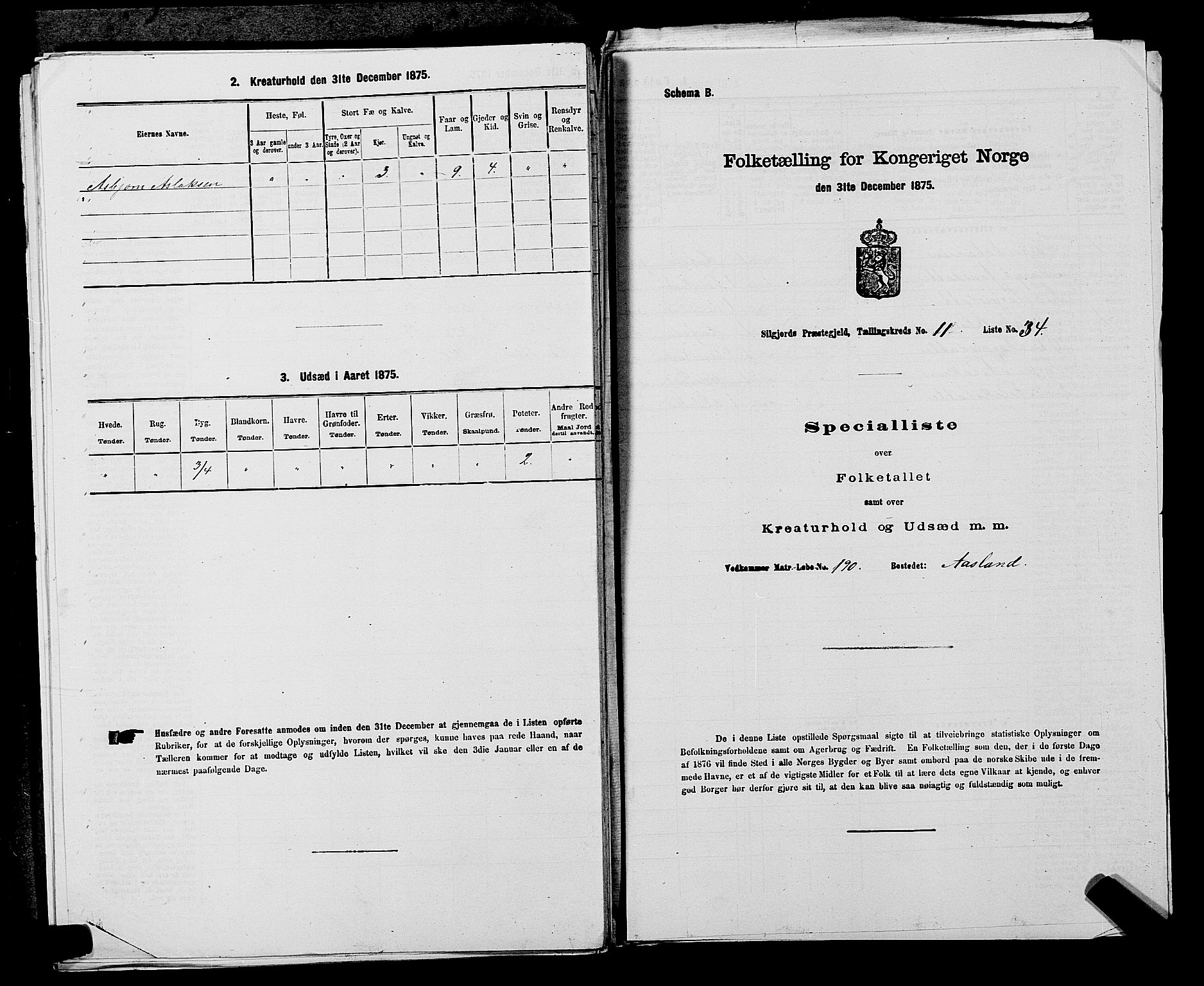 SAKO, 1875 census for 0828P Seljord, 1875, p. 1242