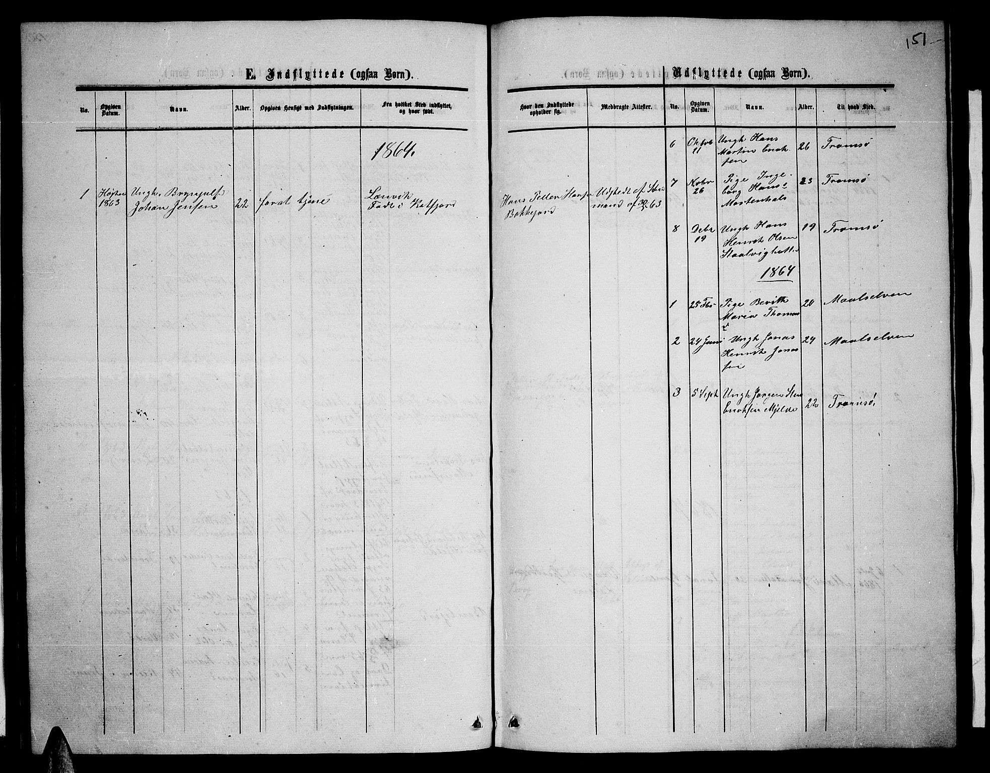 Balsfjord sokneprestembete, SATØ/S-1303/G/Ga/L0001klokker: Parish register (copy) no. 1, 1856-1869, p. 151