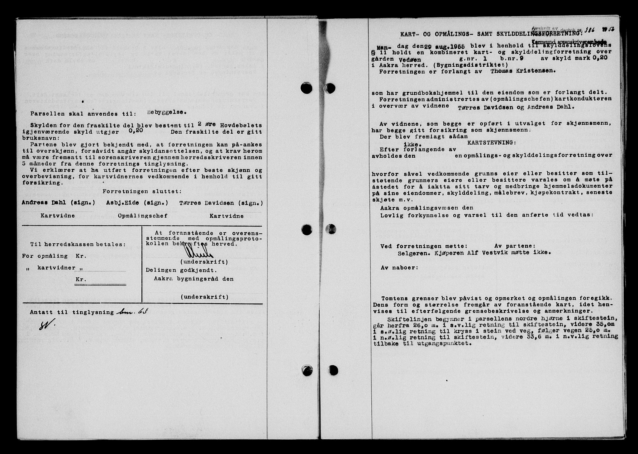 Karmsund sorenskriveri, AV/SAST-A-100311/01/II/IIB/L0118: Mortgage book no. 98A, 1955-1956, Diary no: : 386/1956