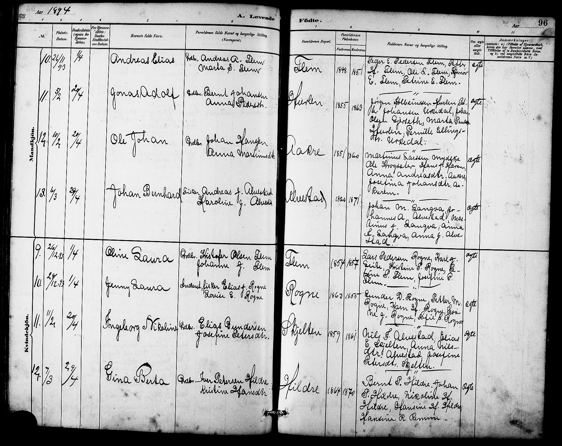 Ministerialprotokoller, klokkerbøker og fødselsregistre - Møre og Romsdal, AV/SAT-A-1454/536/L0510: Parish register (copy) no. 536C05, 1881-1898, p. 96