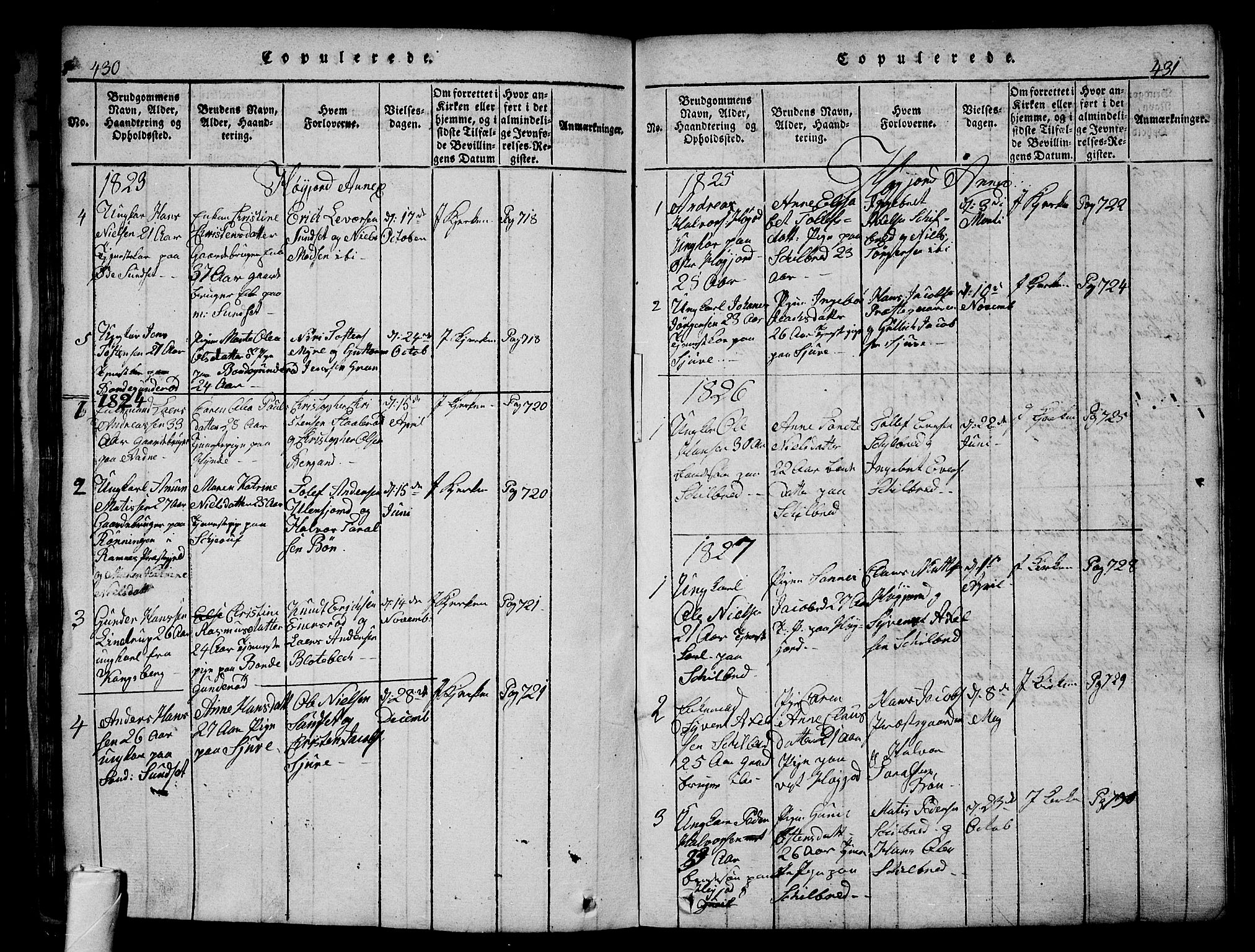 Andebu kirkebøker, AV/SAKO-A-336/G/Ga/L0002: Parish register (copy) no. I 2 /2, 1823-1832, p. 430-431
