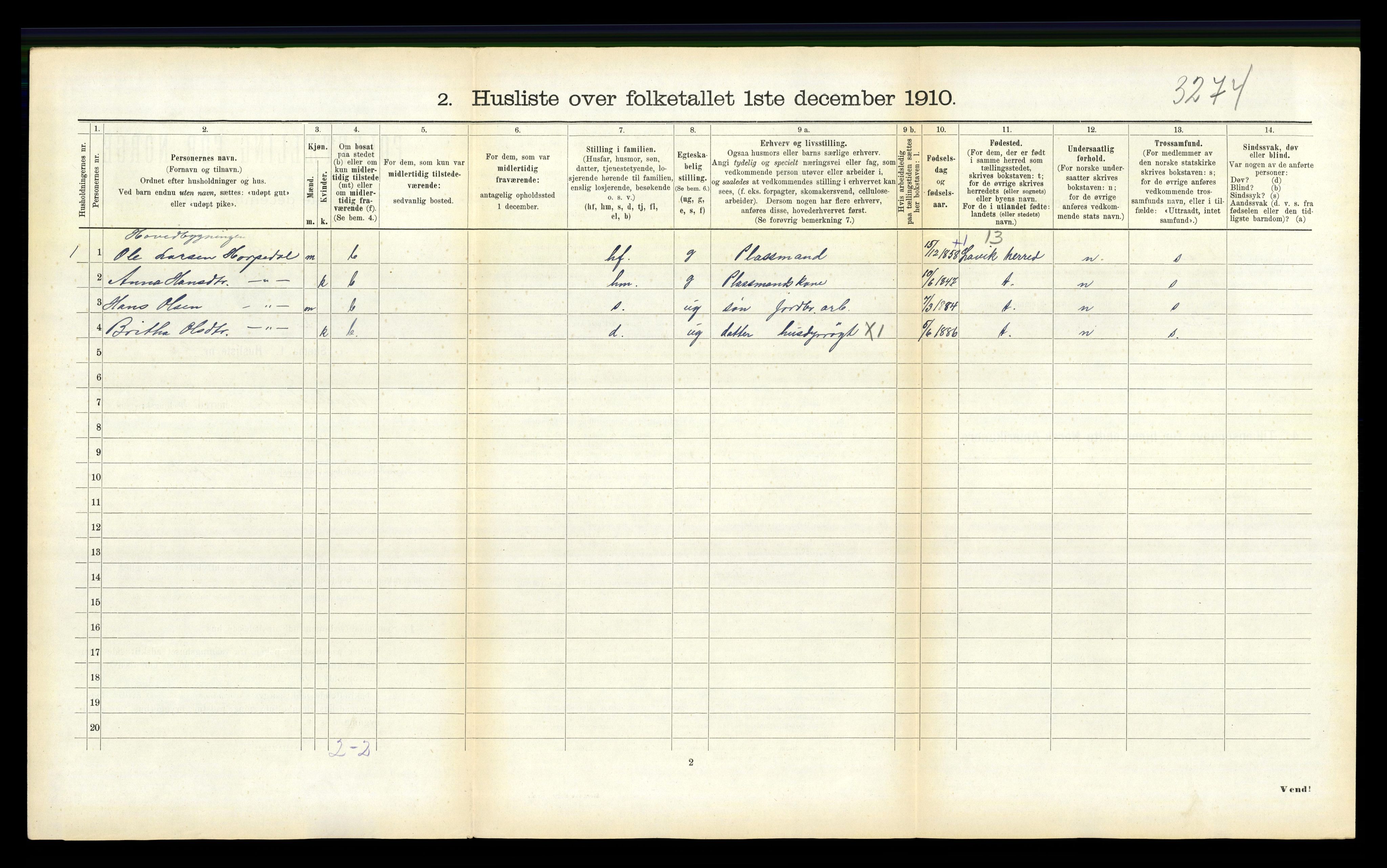 RA, 1910 census for Balestrand, 1910, p. 735