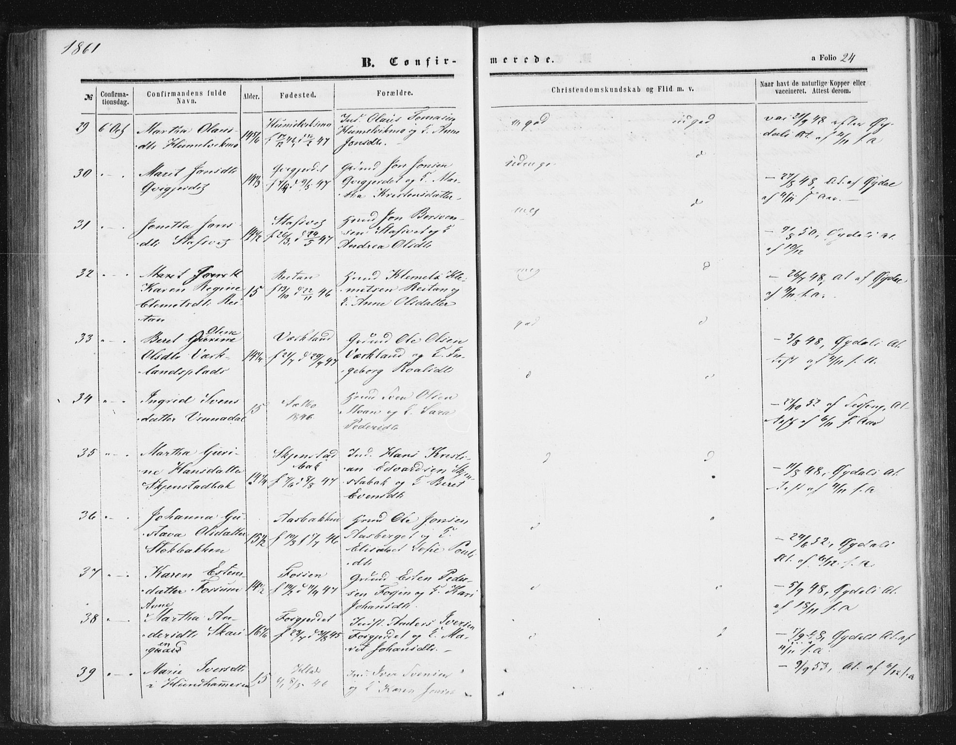 Ministerialprotokoller, klokkerbøker og fødselsregistre - Sør-Trøndelag, AV/SAT-A-1456/616/L0408: Parish register (official) no. 616A05, 1857-1865, p. 24