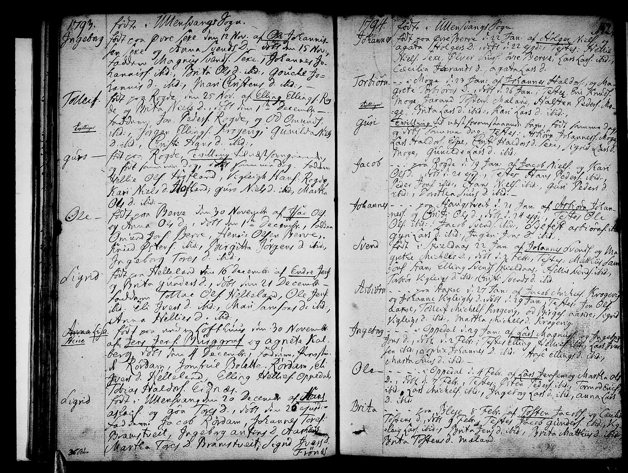 Ullensvang sokneprestembete, AV/SAB-A-78701/H/Haa: Parish register (official) no. A 7 /1, 1788-1804, p. 181-182