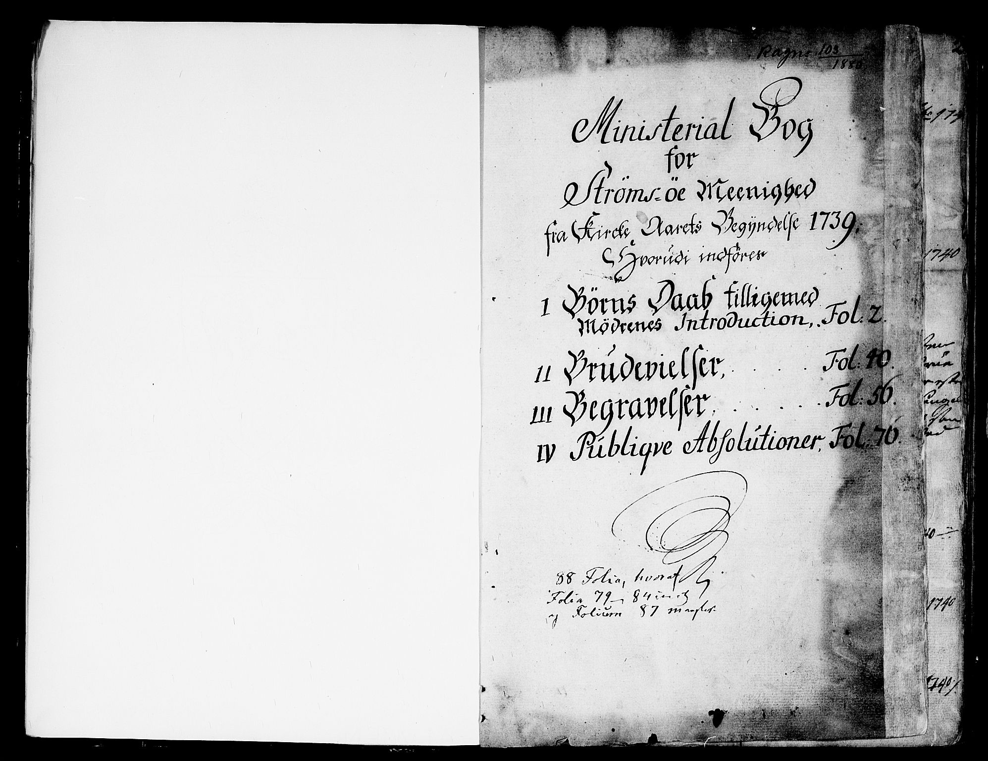 Strømsø kirkebøker, AV/SAKO-A-246/F/Fa/L0007: Parish register (official) no. I 7, 1739-1751, p. 1