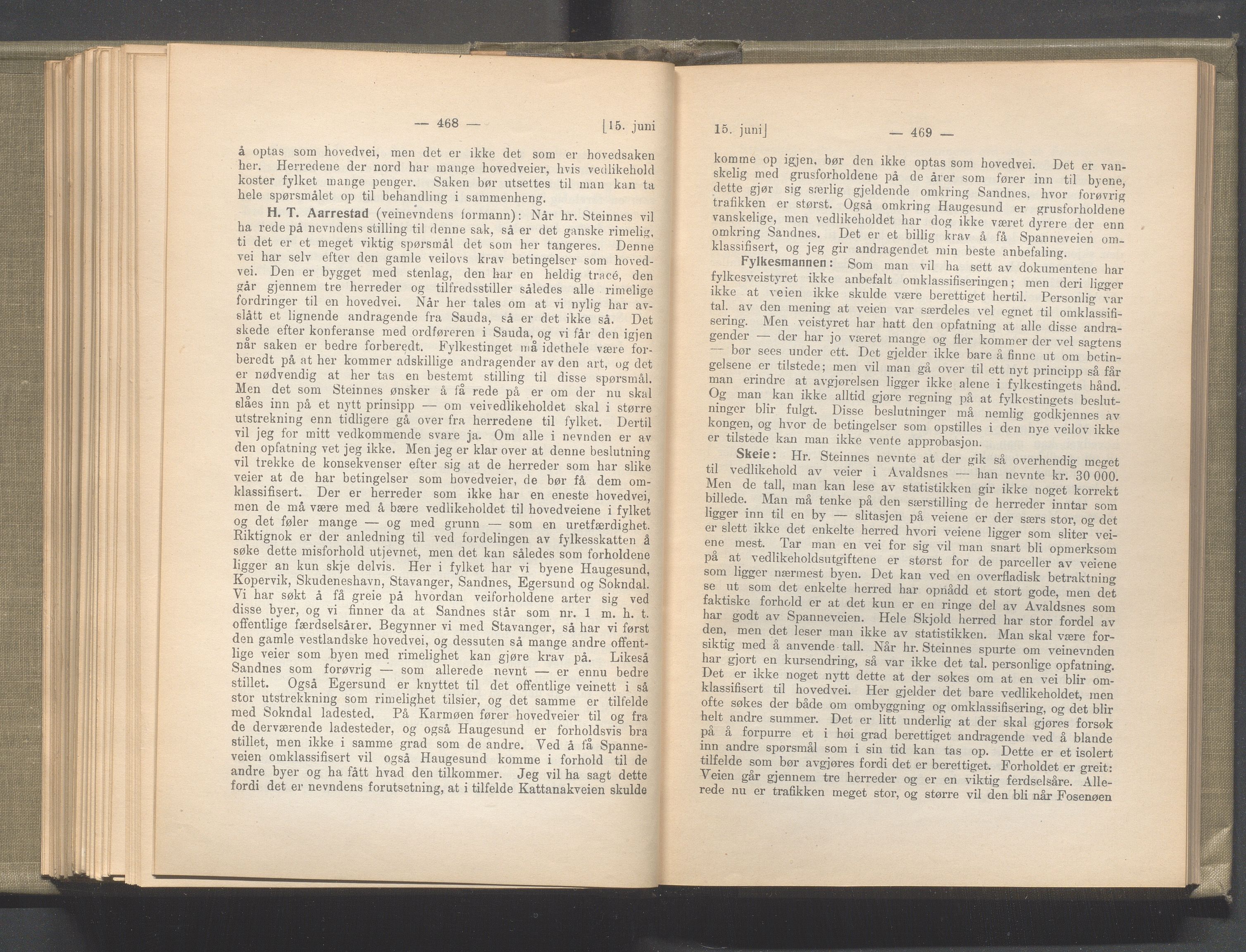 Rogaland fylkeskommune - Fylkesrådmannen , IKAR/A-900/A/Aa/Aaa/L0040: Møtebok , 1921, p. 468-469