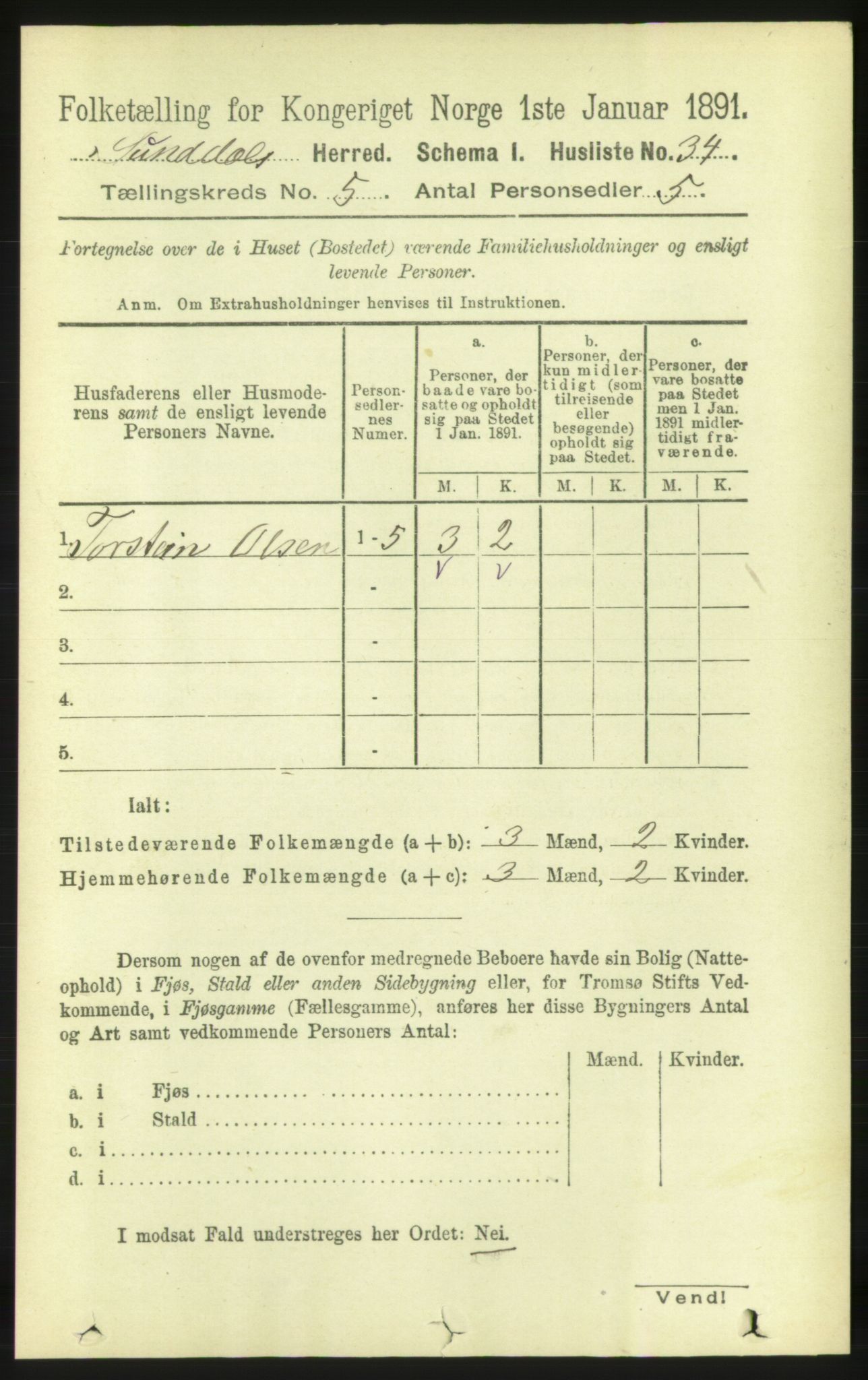 RA, 1891 census for 1563 Sunndal, 1891, p. 1228