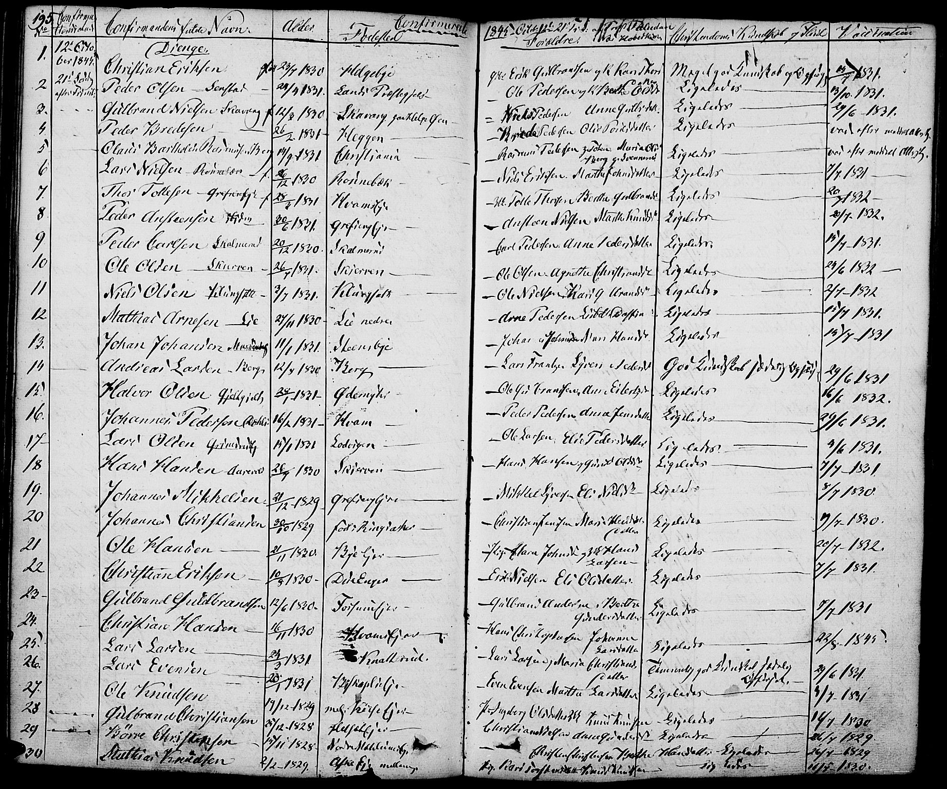 Nes prestekontor, Hedmark, SAH/PREST-020/K/Ka/L0003: Parish register (official) no. 3, 1827-1851, p. 195
