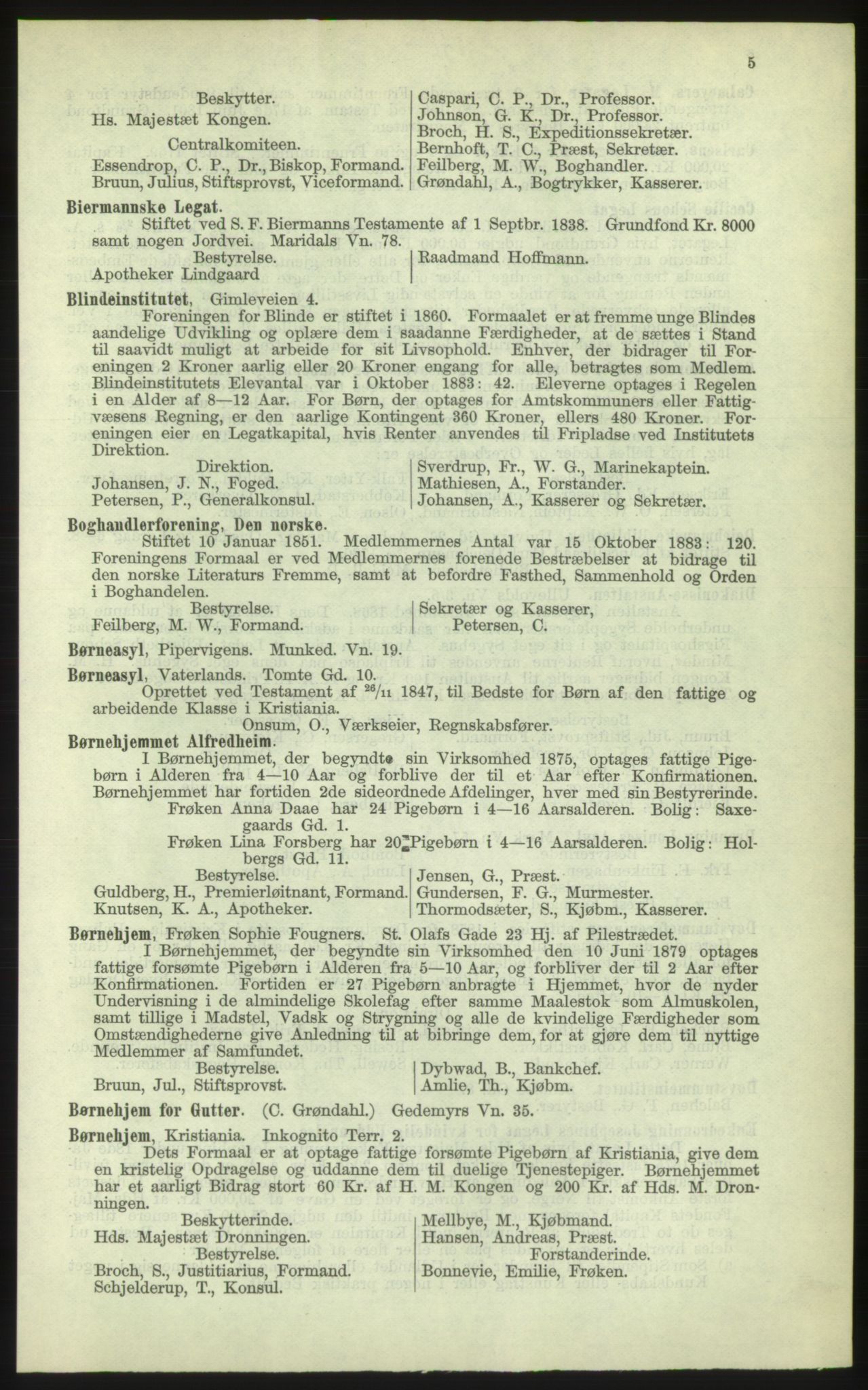 Kristiania/Oslo adressebok, PUBL/-, 1884, p. 5