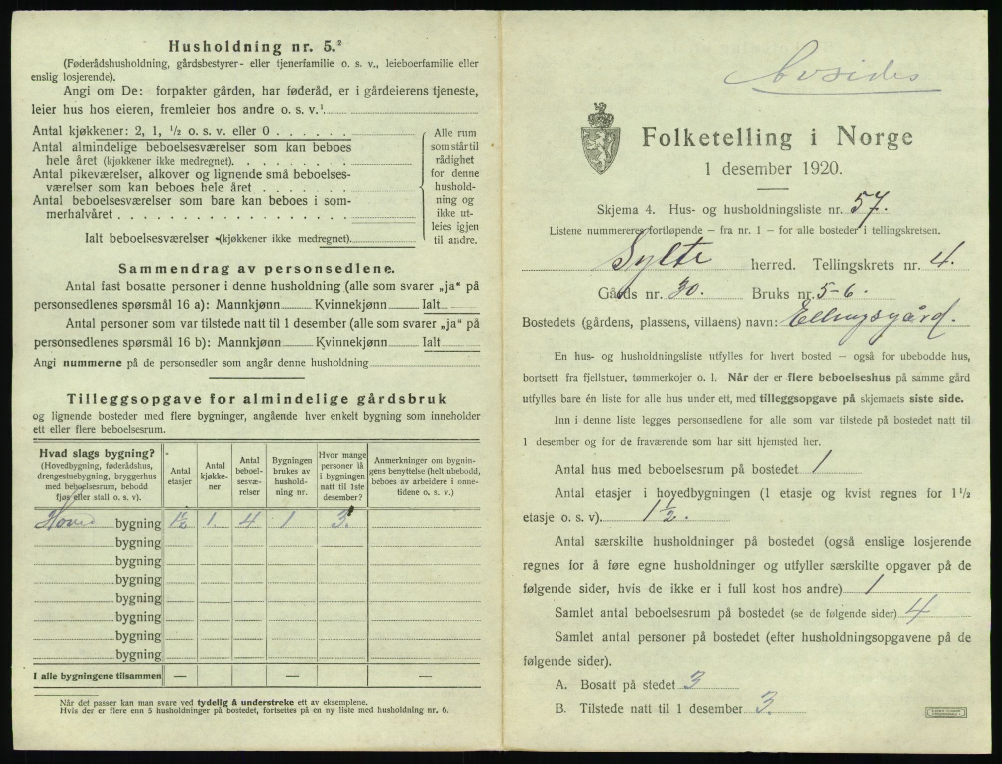 SAT, 1920 census for Sylte, 1920, p. 563