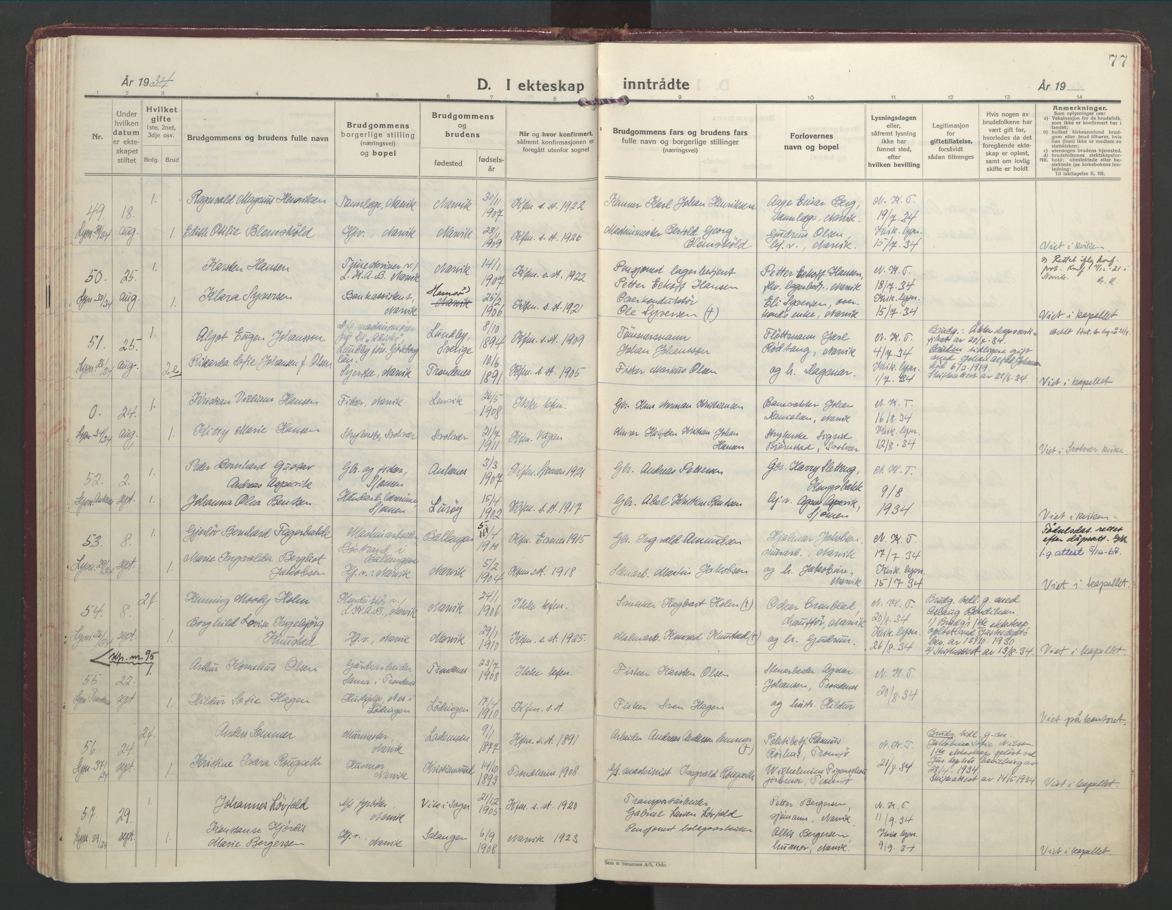 Ministerialprotokoller, klokkerbøker og fødselsregistre - Nordland, AV/SAT-A-1459/871/L1006: Parish register (official) no. 871A22, 1928-1936, p. 77