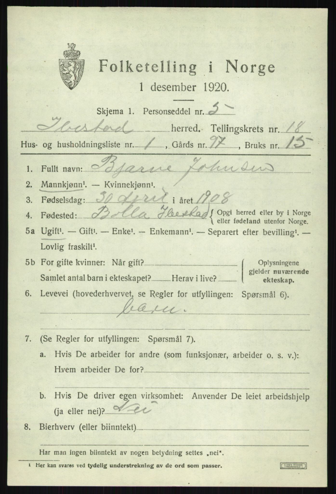 SATØ, 1920 census for Ibestad, 1920, p. 9797