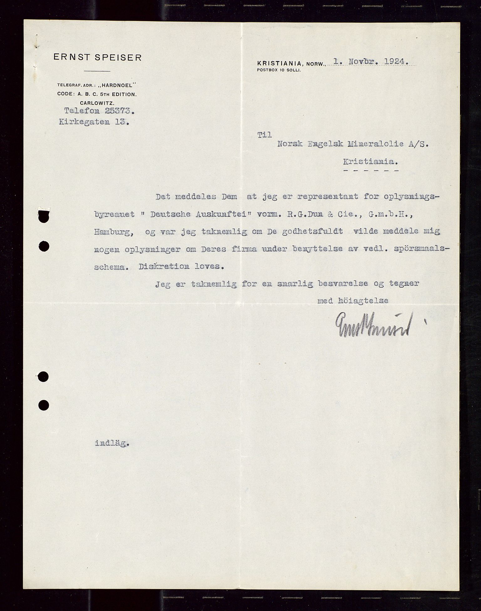 Pa 1521 - A/S Norske Shell, SAST/A-101915/E/Ea/Eaa/L0013: Sjefskorrespondanse, 1924, p. 149